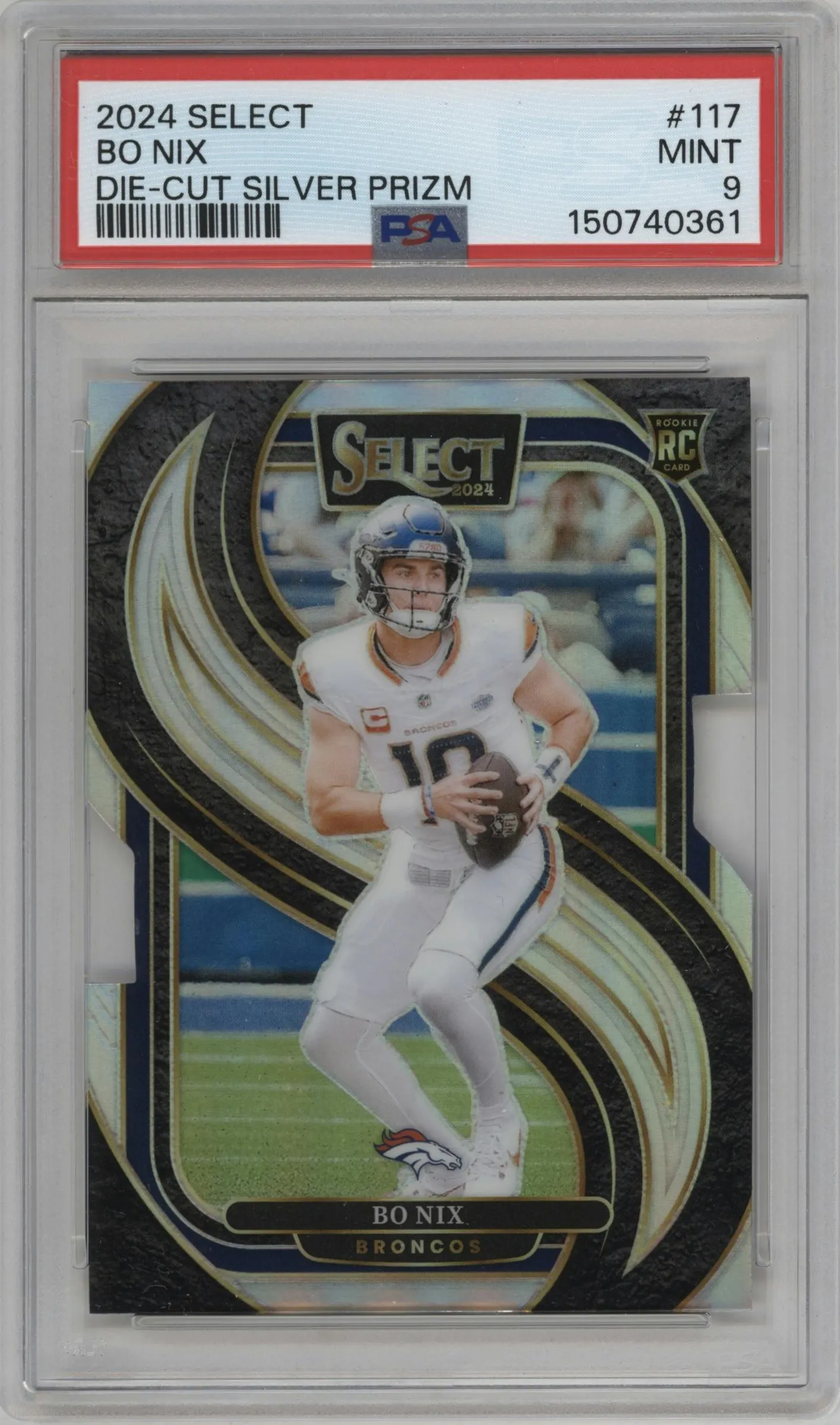 2024 Panini Select Pre.Lvl. Bo Nix Die-Cut Silver #117 PSA 9