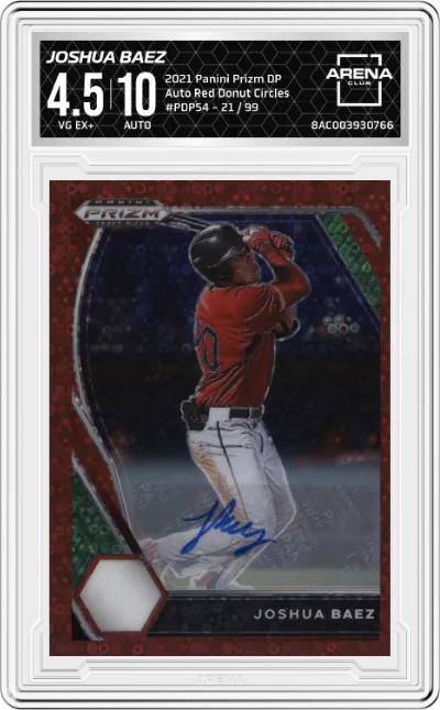 2021 Panini Prizm Draft Picks Auto Joshua Baez Red Donut Circles Prizm ARENA CLUB 4.5