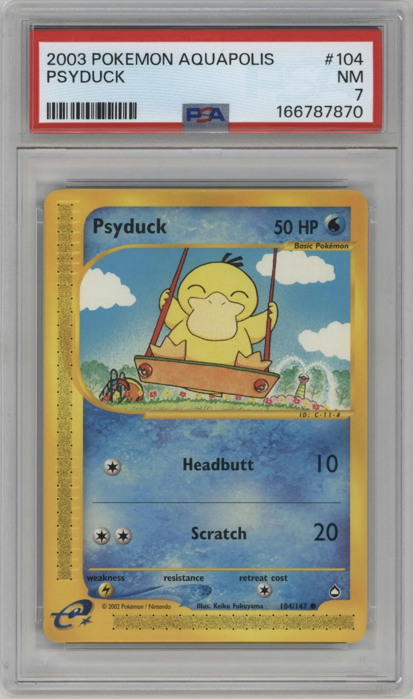 2003 Pokemon E-CARD Aquapolis Psyduck #104 PSA 7
