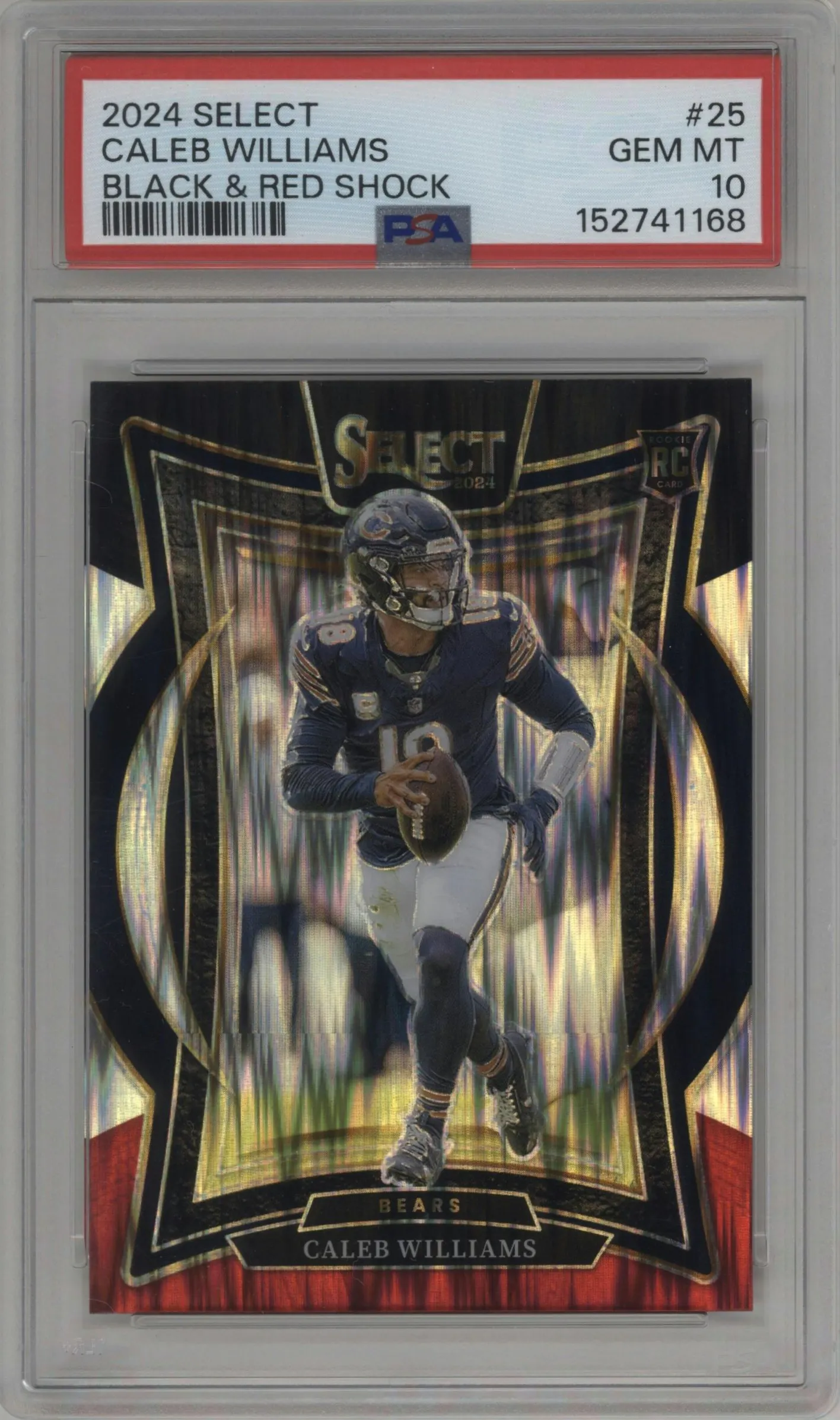 2024 Panini Select Caleb Williams Black & Red Shock #25 PSA 10