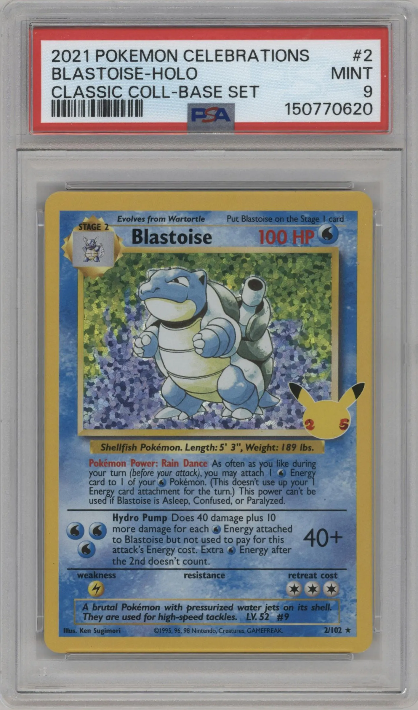 2021 Pokemon SWSH Celebrations CC Blastoise Base Set #2 PSA 9