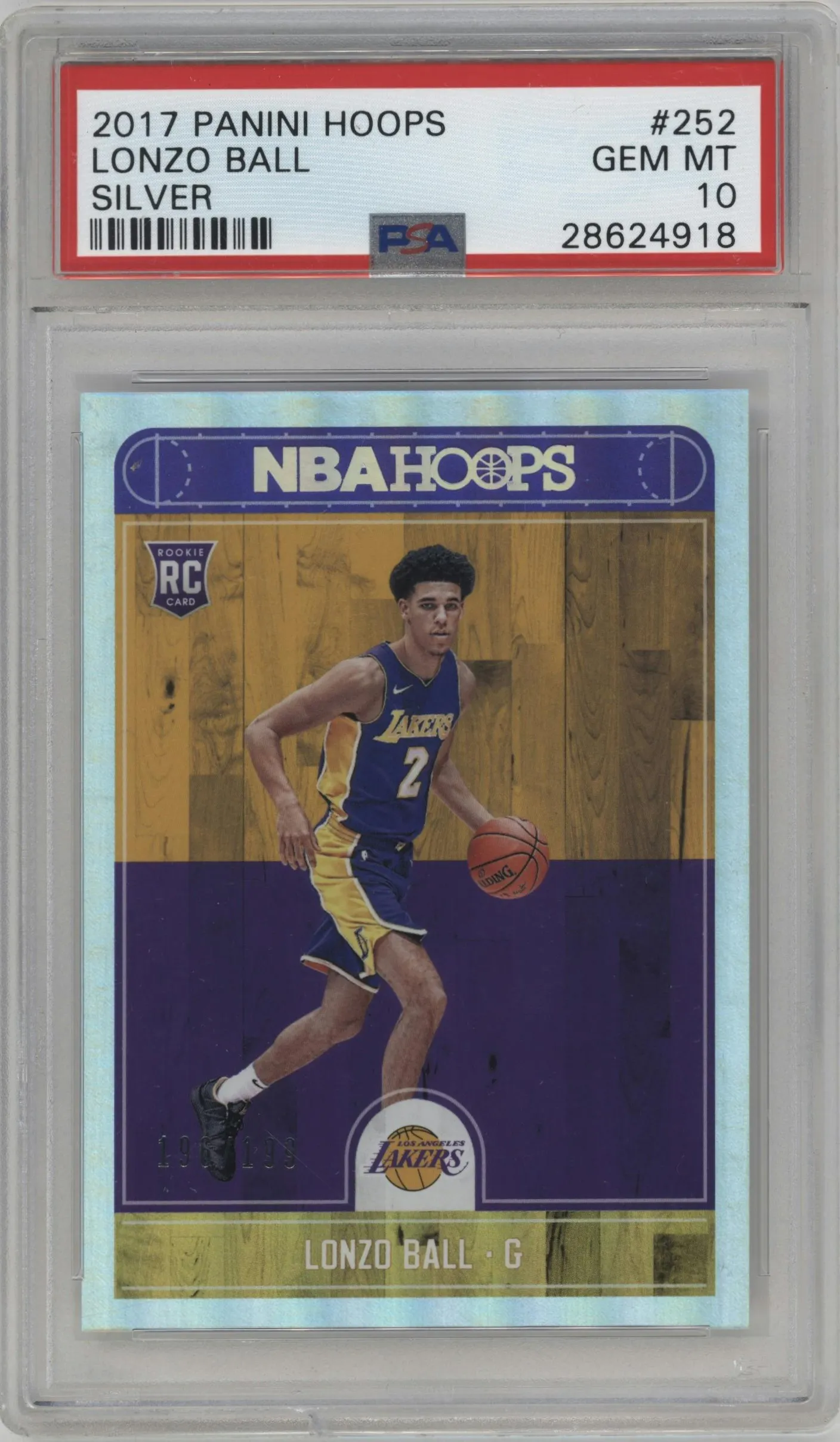 2017 Panini NBA Hoops Lonzo Ball Silver #252 PSA 10