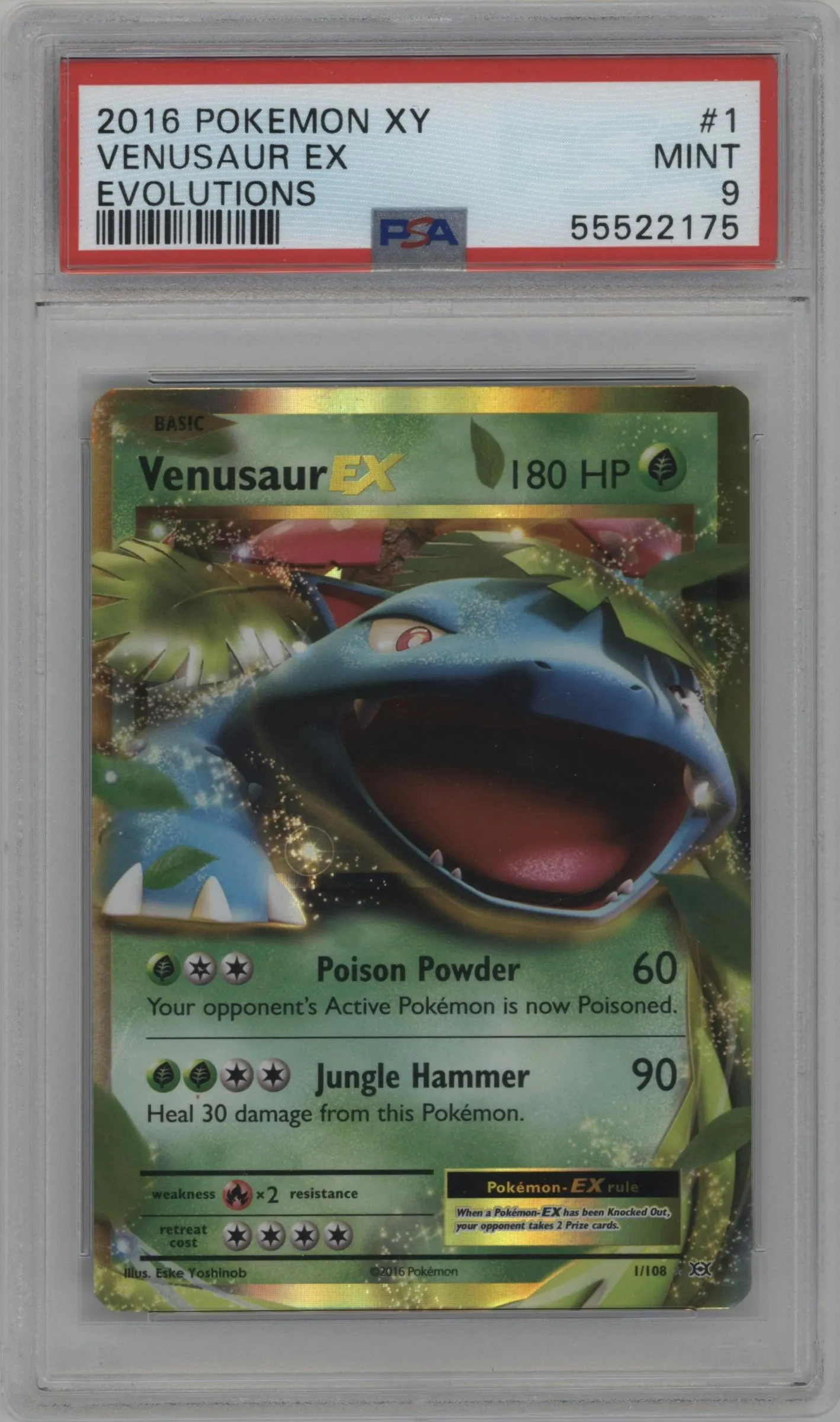2016 Pokemon XY Evolutions Venusaur EX #1 PSA 9