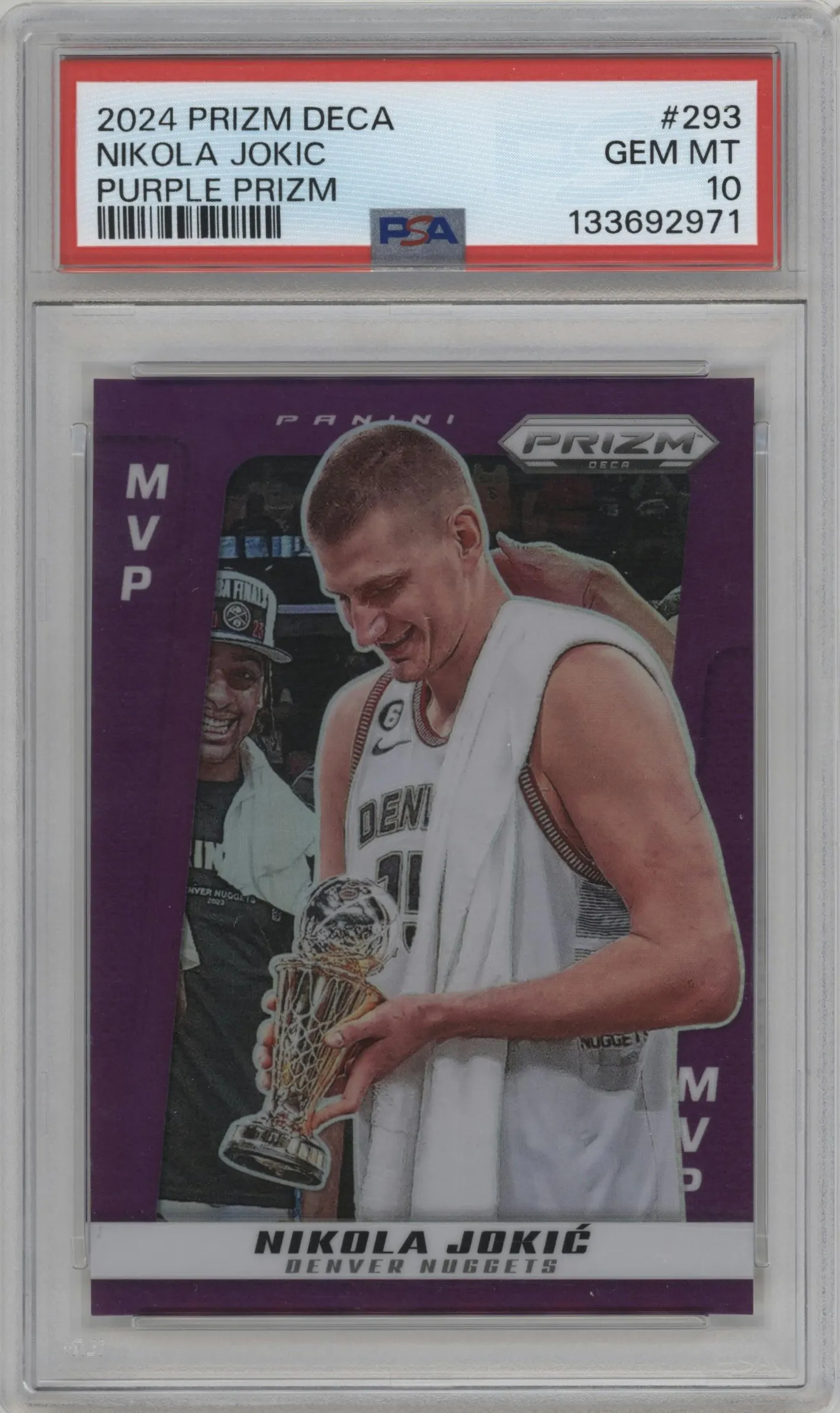 2024 Panini Prizm Deca Nikola Jokic Purple #293 PSA 10