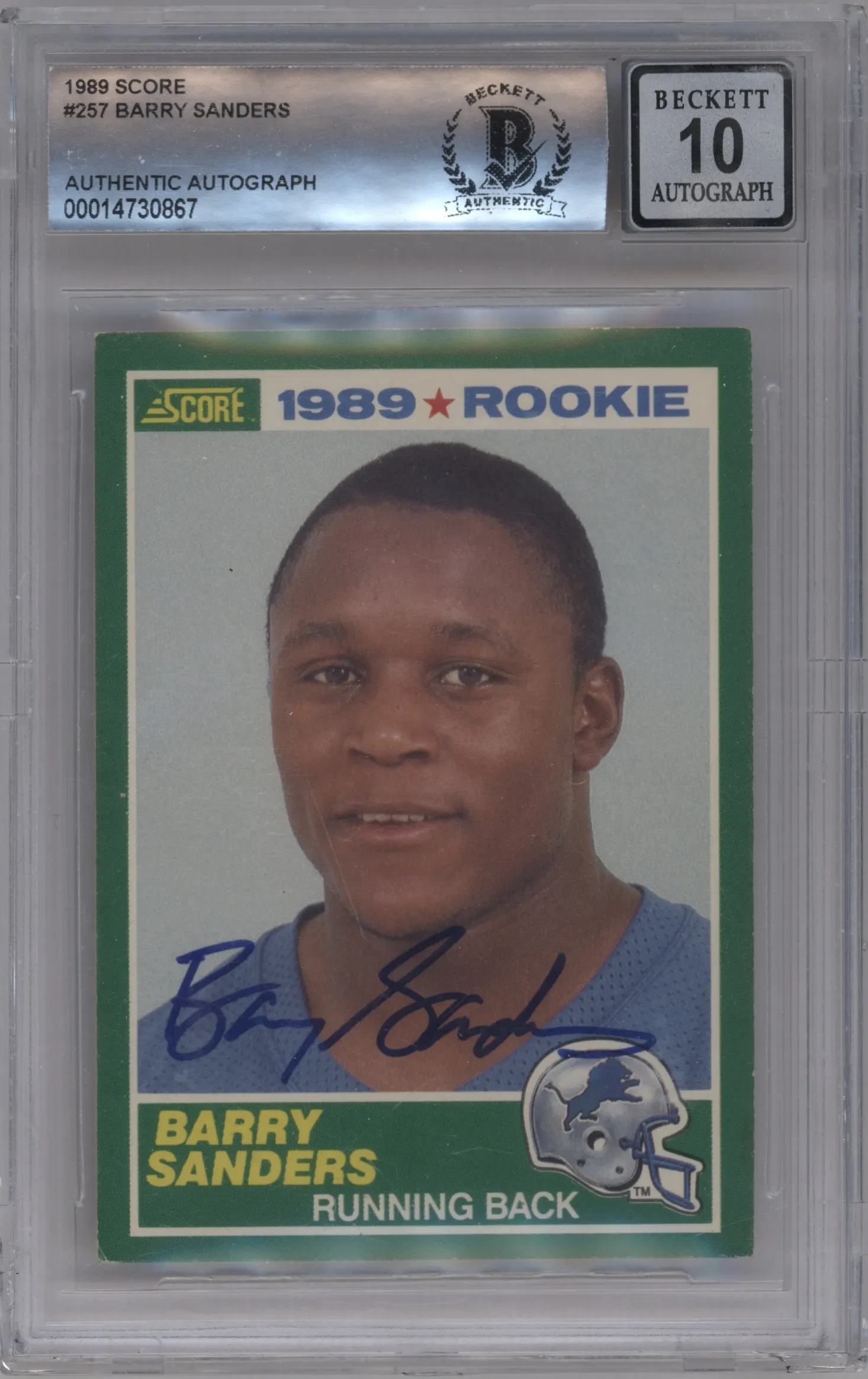 1989 Score Barry Sanders BGS AUTHENTIC #257 BGS