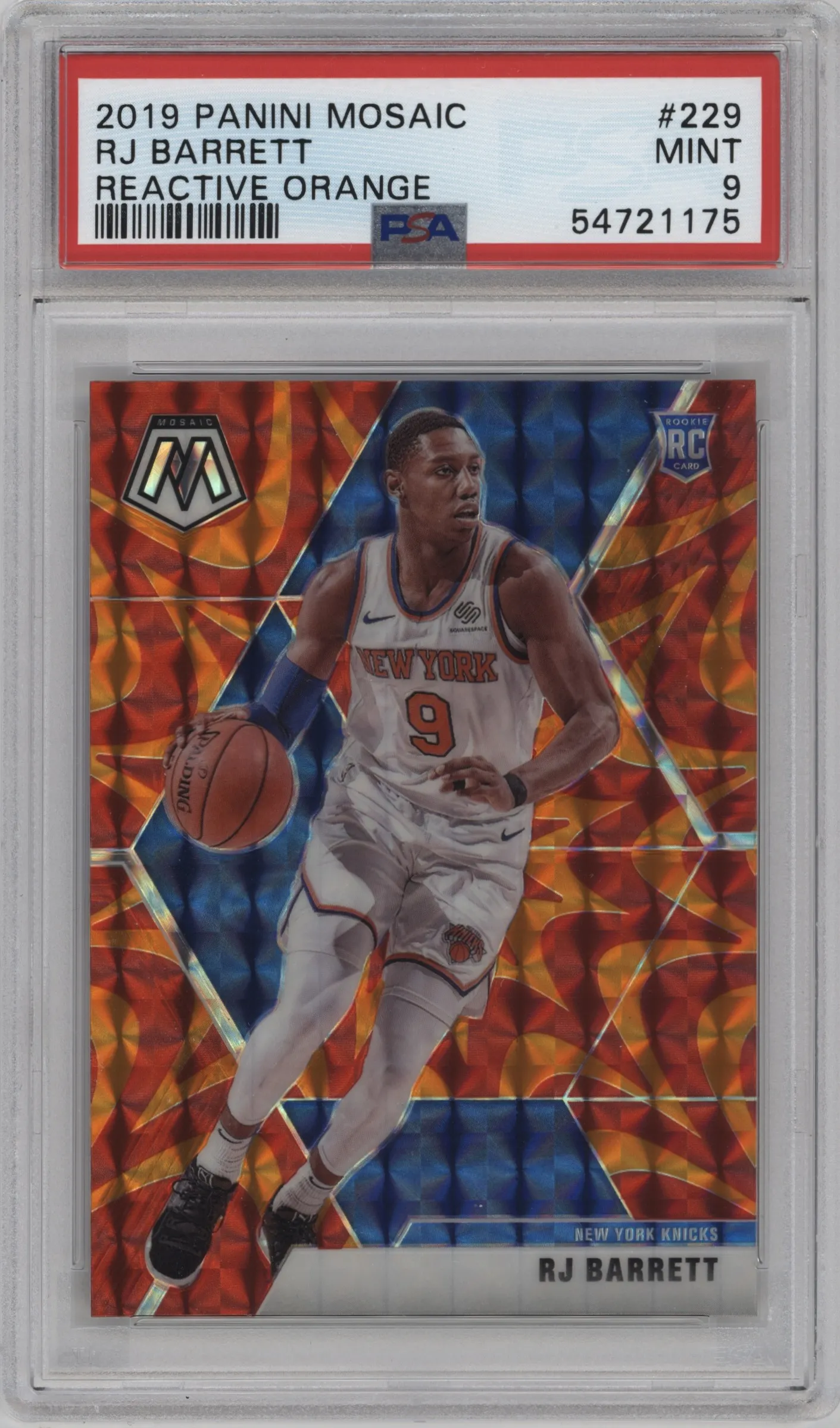 2019 Panini Mosaic RJ Barrett Reactive Orange #229 PSA 9