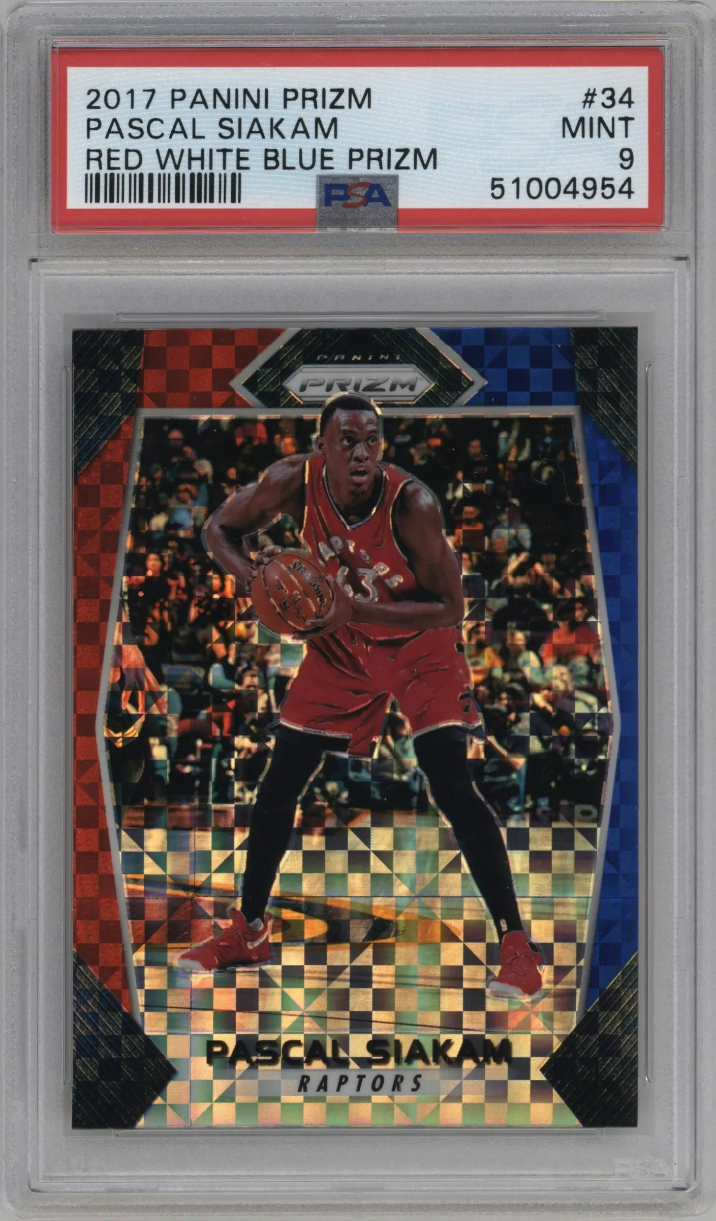 2017 Panini Prizm Pascal Siakam Red/White/Blue Prizm #34 PSA 9