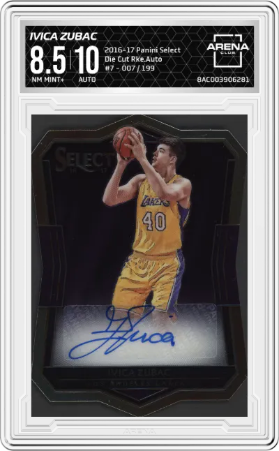 2016 Panini Select Die Cut Rke.Auto Ivica Zubac #7 ARENA CLUB 8.5
