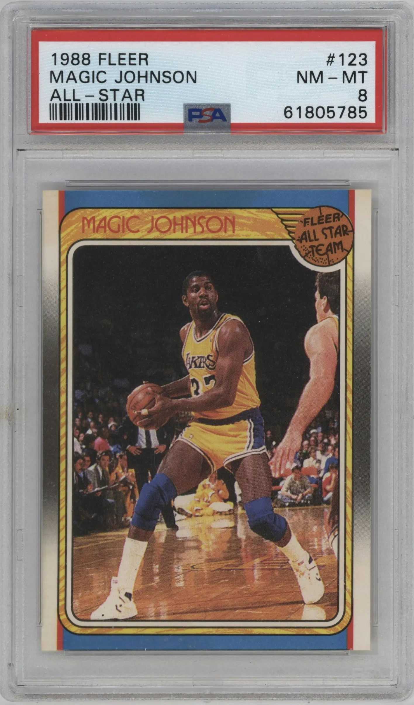 1988 Fleer Magic Johnson #123 PSA 8