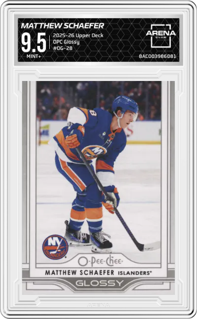 2025 Upper Deck OPC Glossy Matthew Schaefer #OG-28 ARENA CLUB 9.5