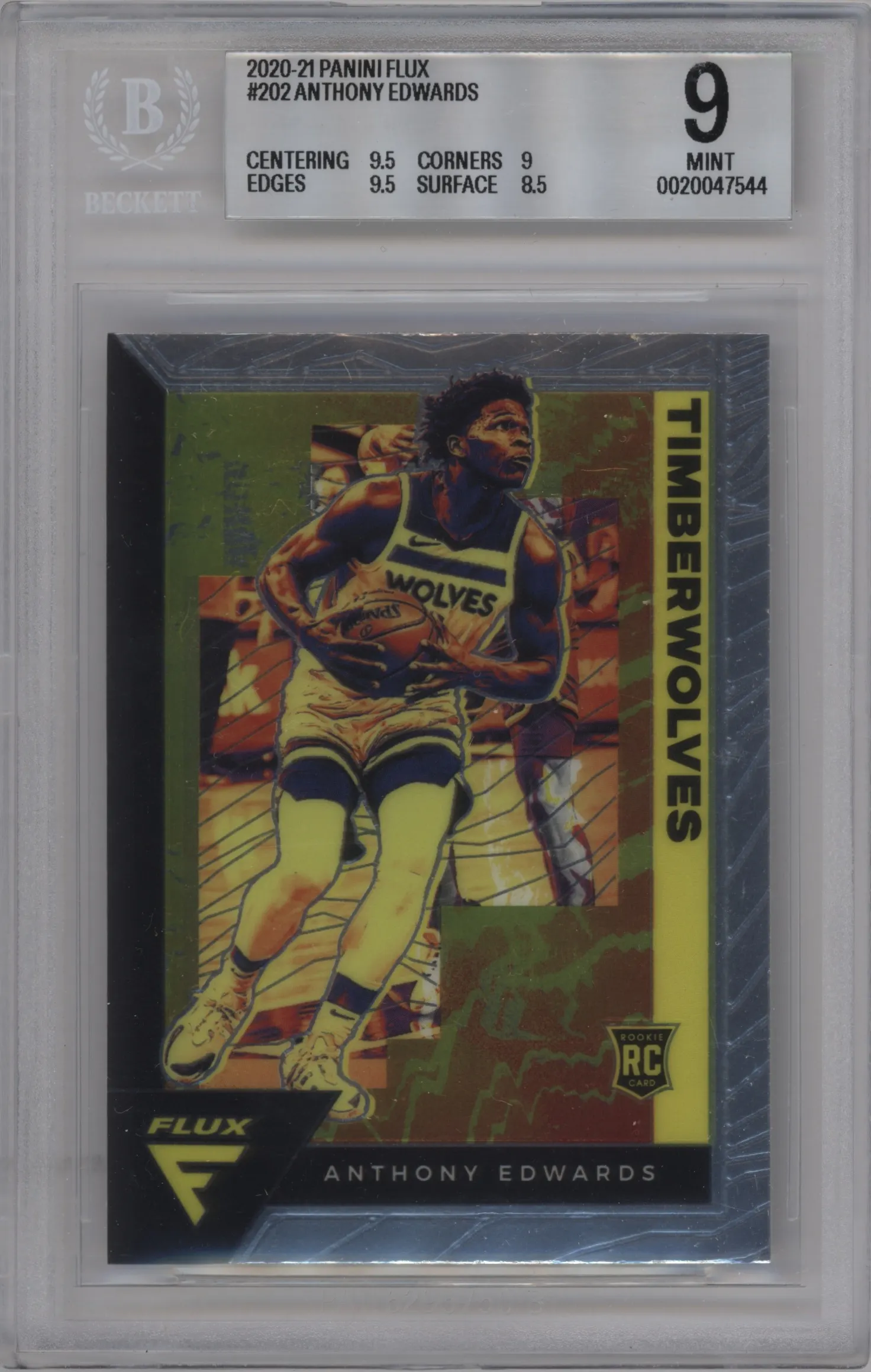 2020 Panini Flux Anthony Edwards BGS 9