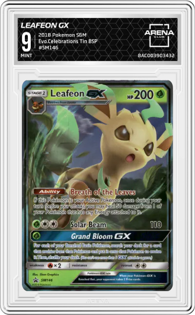 2018 Pokemon S&M Leafeon GX Evolution Celebration Tins #SM146 ARENA CLUB 9