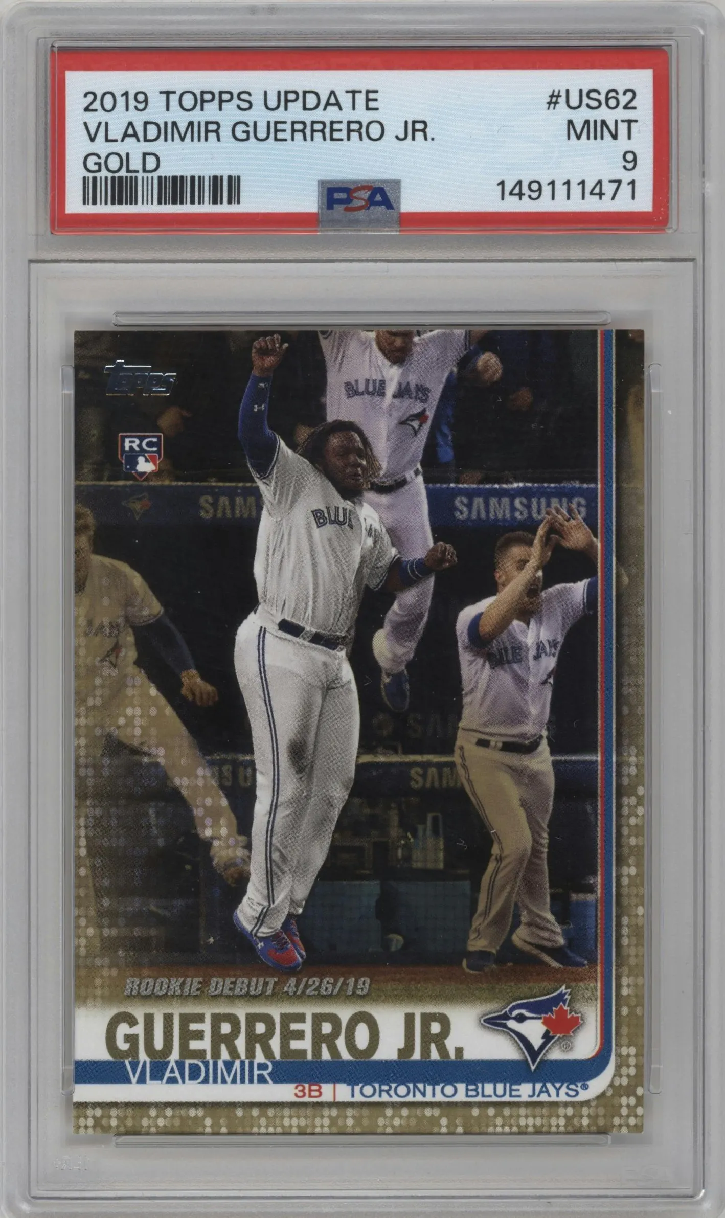 2019 Topps Update Vladimir Guerrero Jr. Gold PSA 9