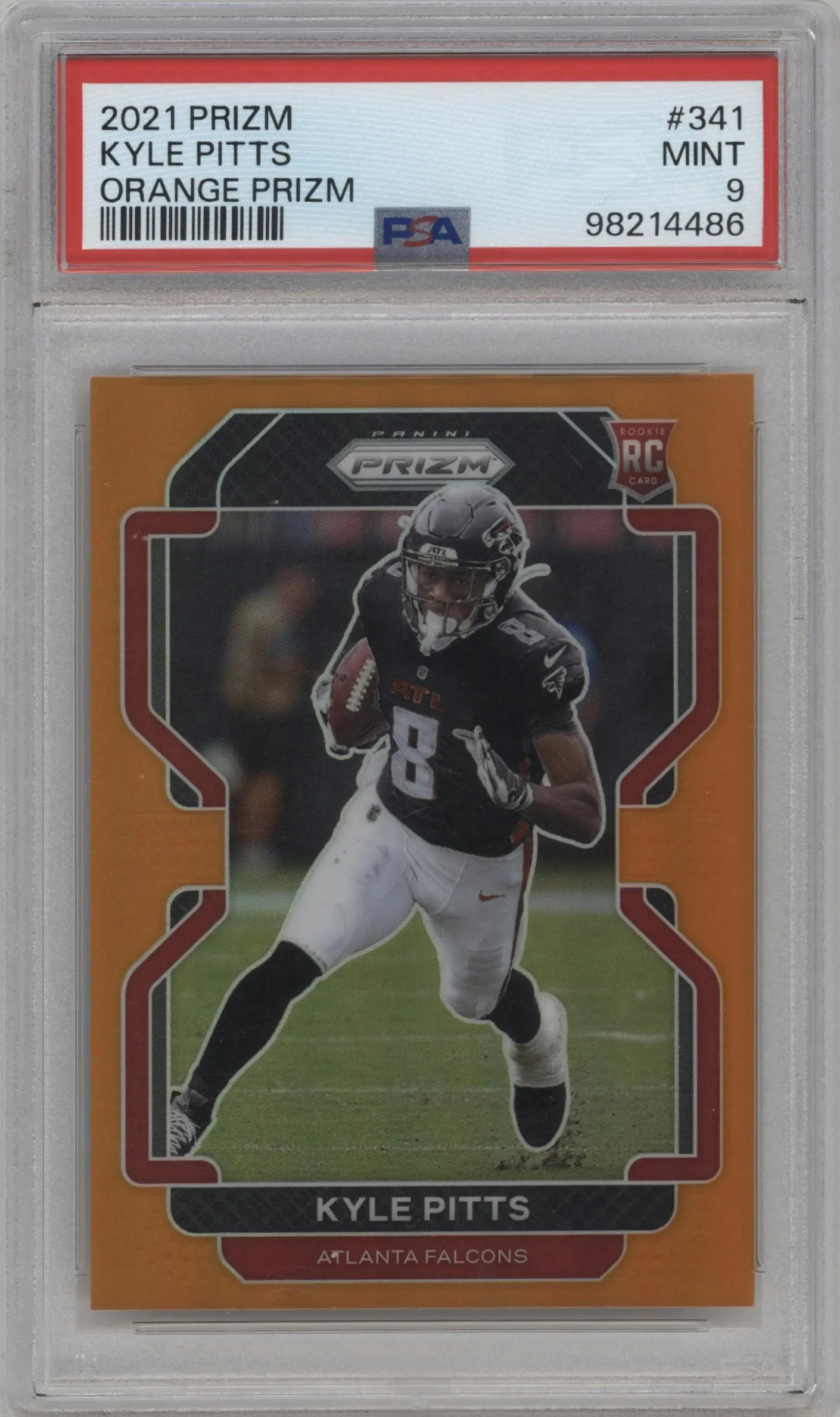 2021 Panini Prizm Kyle Pitts Orange Prizm #341 PSA 9