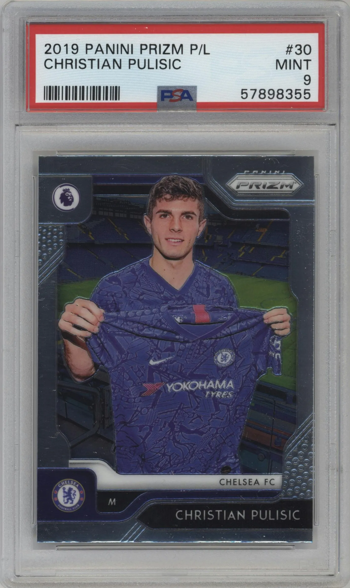 2019 Panini Prizm Premier League Christian Pulisic #30 PSA 9