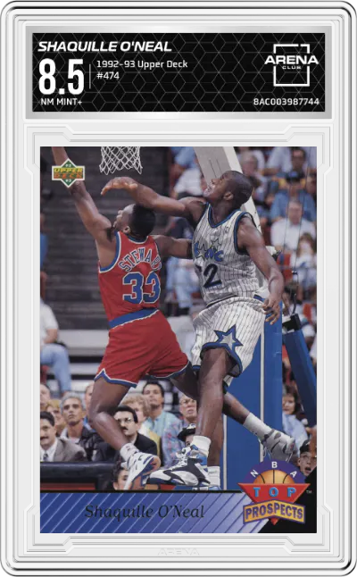 1992 Upper Deck Shaquille O'Neal #474 ARENA CLUB 8.5
