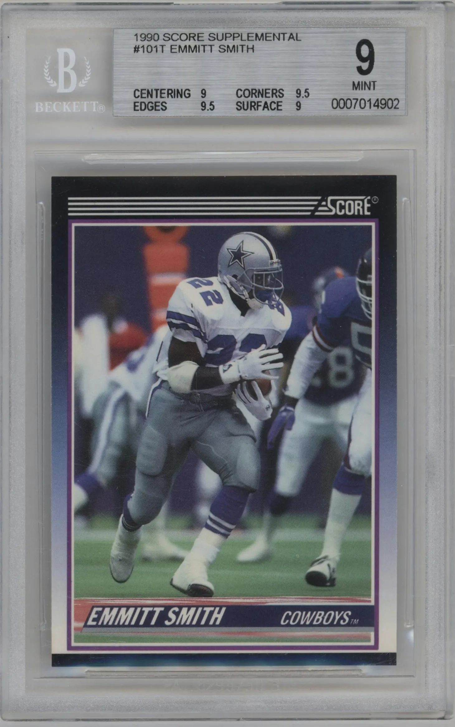 1990 Score Supplemental Emmitt Smith #101T BGS 9