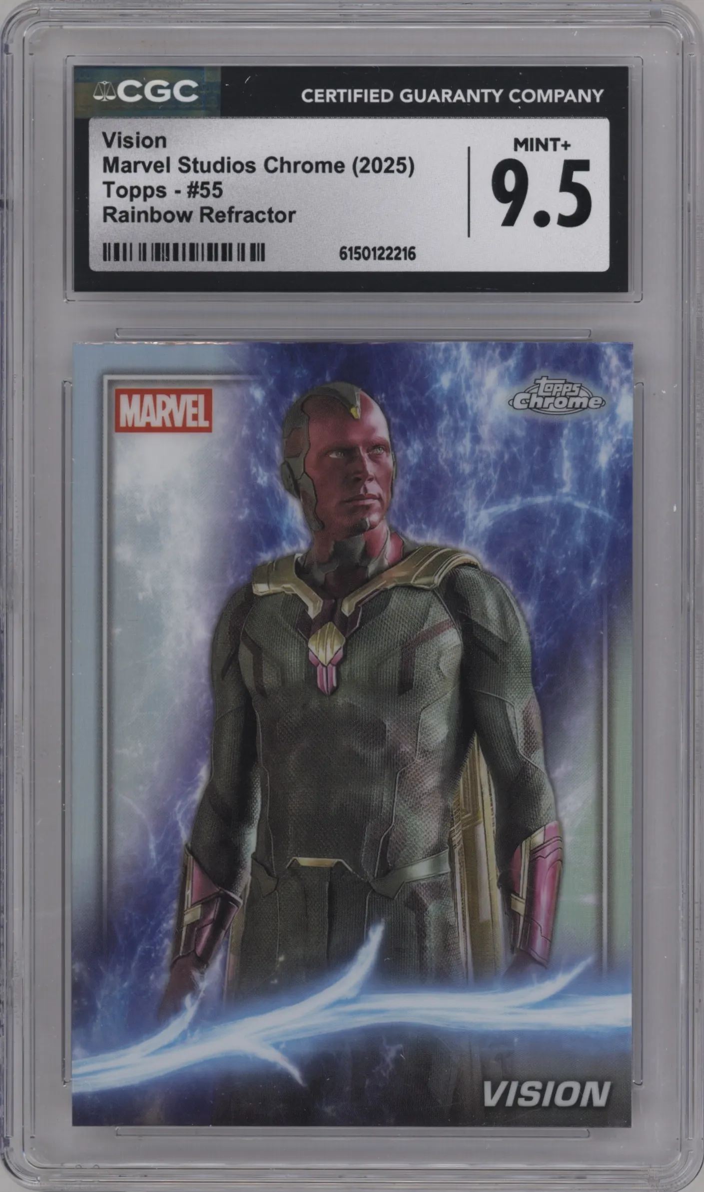 2025 Topps Chrome Marvel Studios Vision Rainbow Refractor #55 CGC 9.5