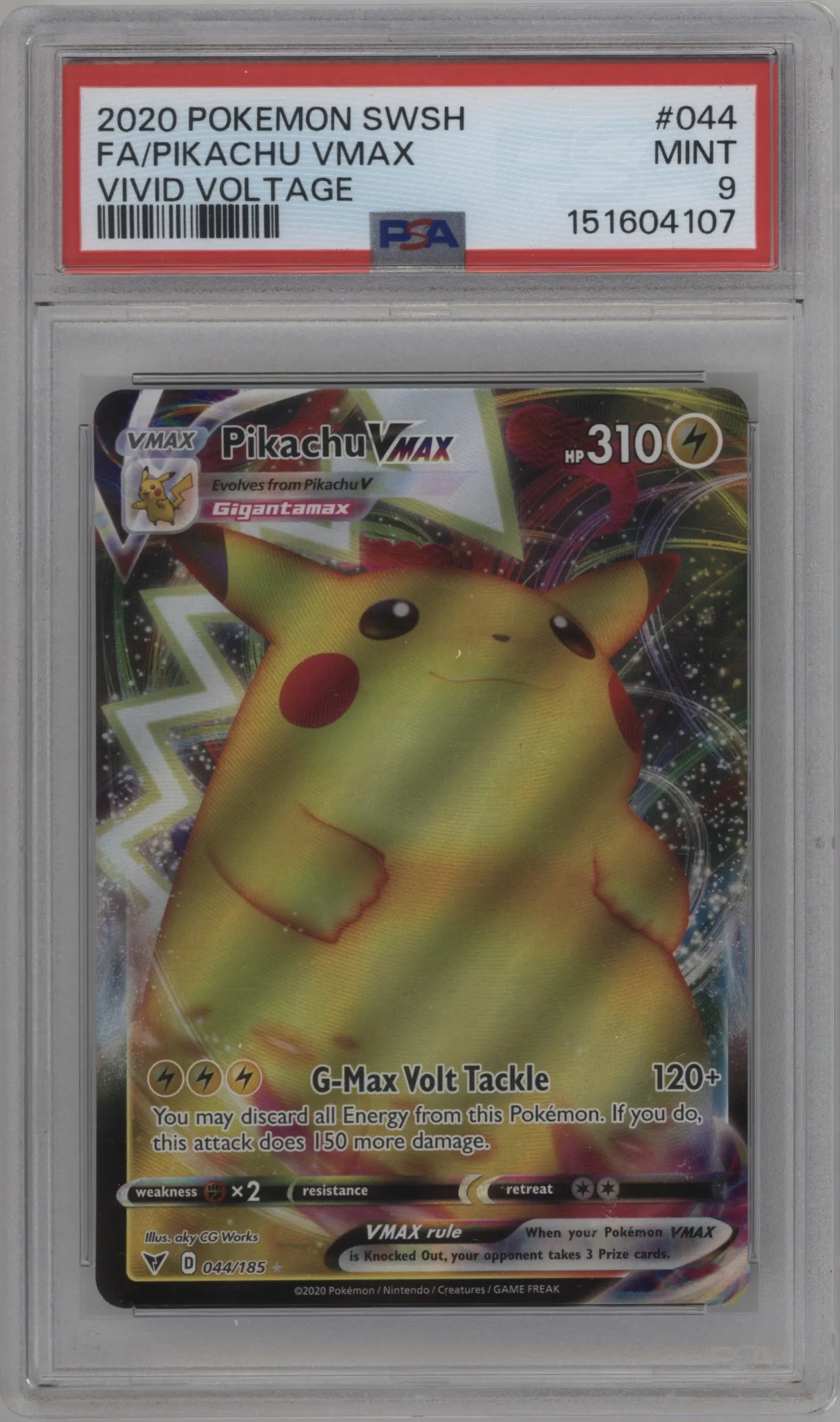 2020 Pokemon SWSH Vivid Voltage Pikachu VMAX #044 PSA 9
