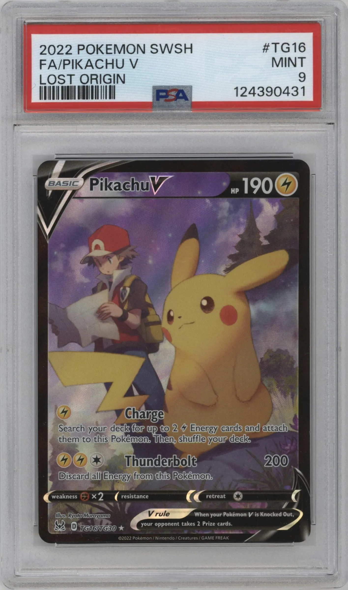 2022 Pokemon SWSH Lost Origin TG Pikachu V #TG16 PSA 9