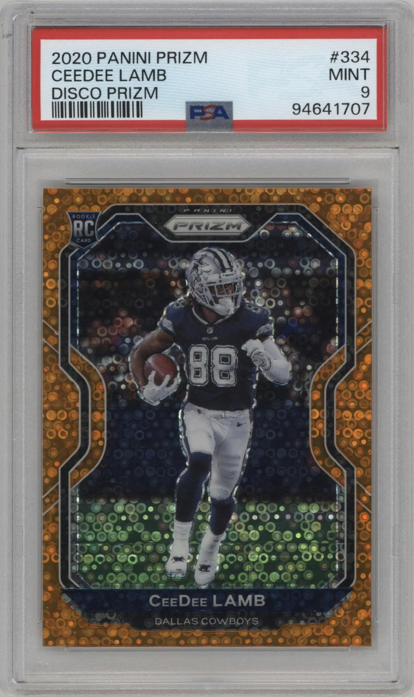 2020 Panini Prizm CeeDee Lamb Disco #334 PSA 9