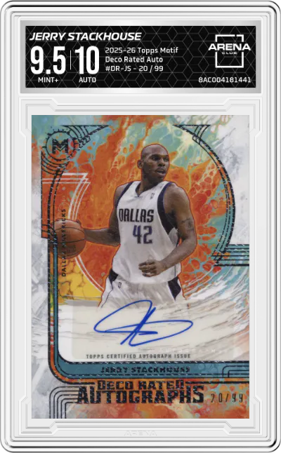 2025 Topps Motif Deco Rated Auto Jerry Stackhouse #DR-JS ARENA CLUB 9.5
