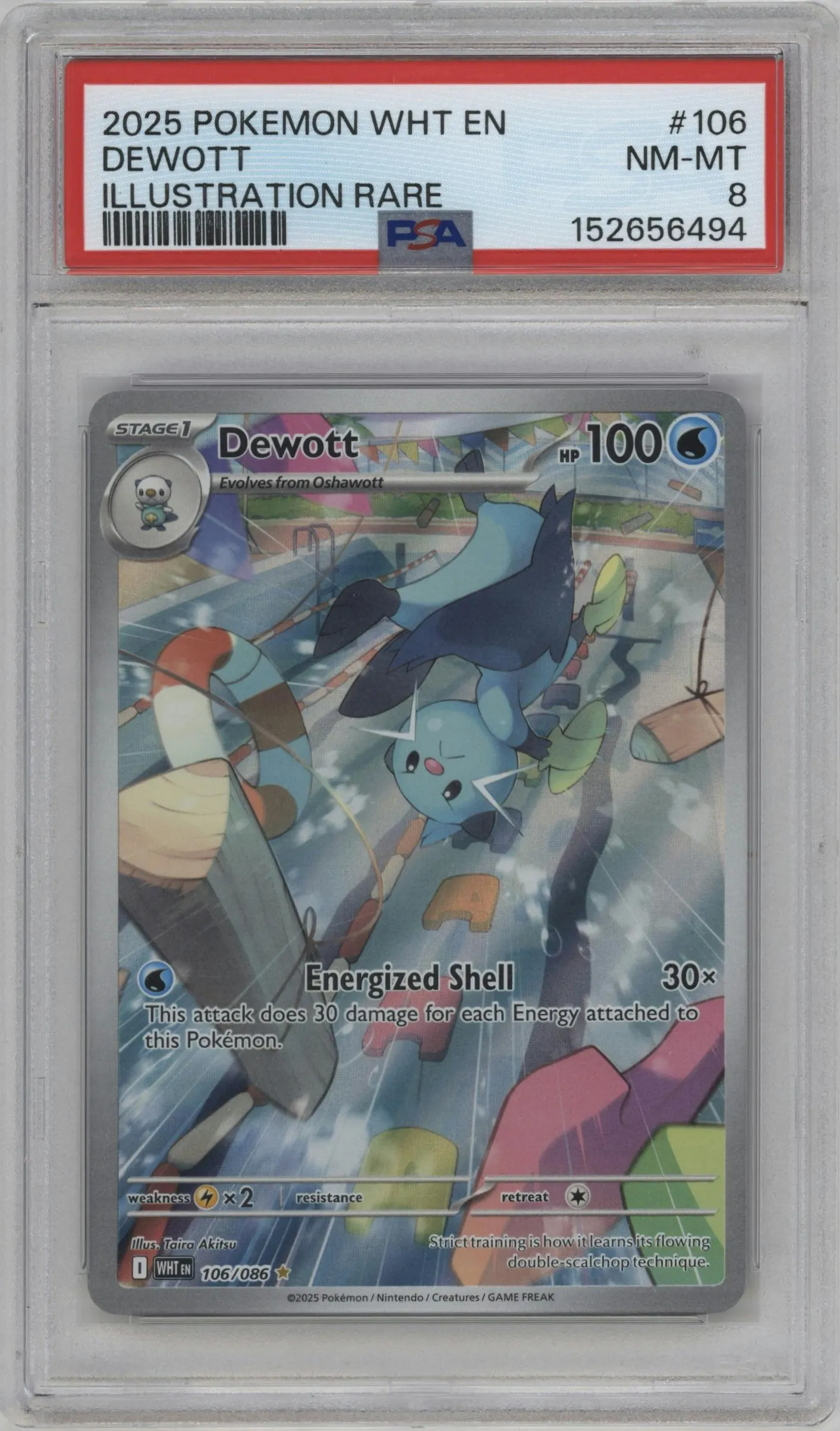 2025 Pokemon SV White Flare Dewott #106 PSA 8