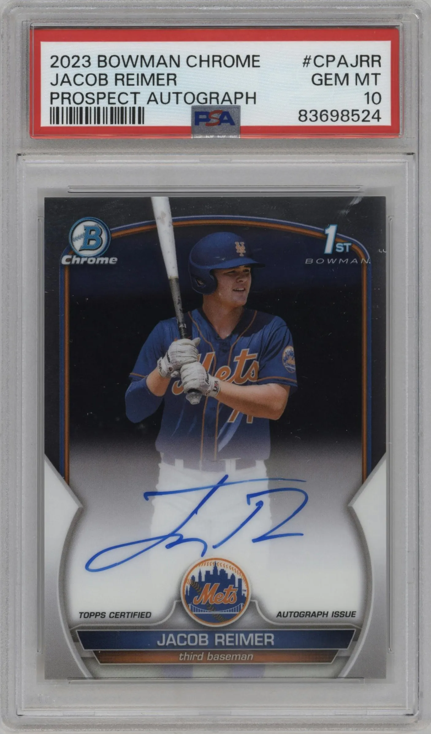 2023 Bowman Chrome Chr.Pros.Auto Jacob Reimer #CPA-JRR PSA 10