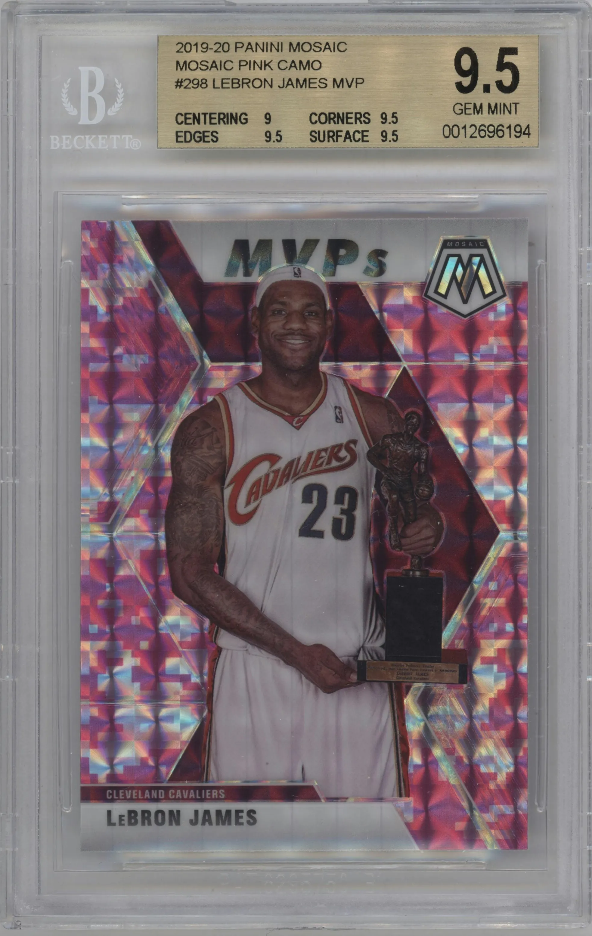 2019 Panini Mosaic LeBron James Pink Camo #298 BGS 9.5