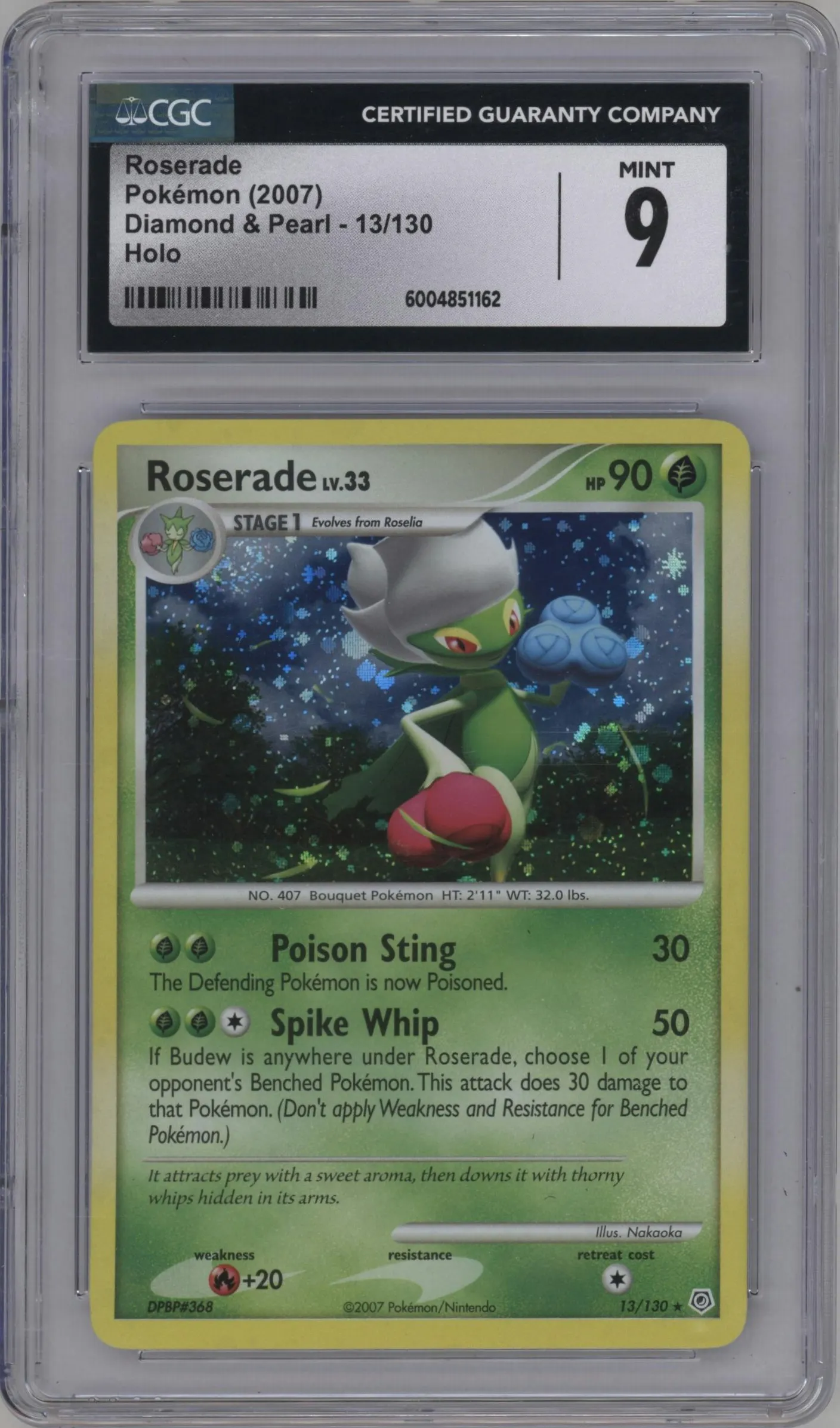 2007 Pokemon D&P Roserade #13 CGC 9
