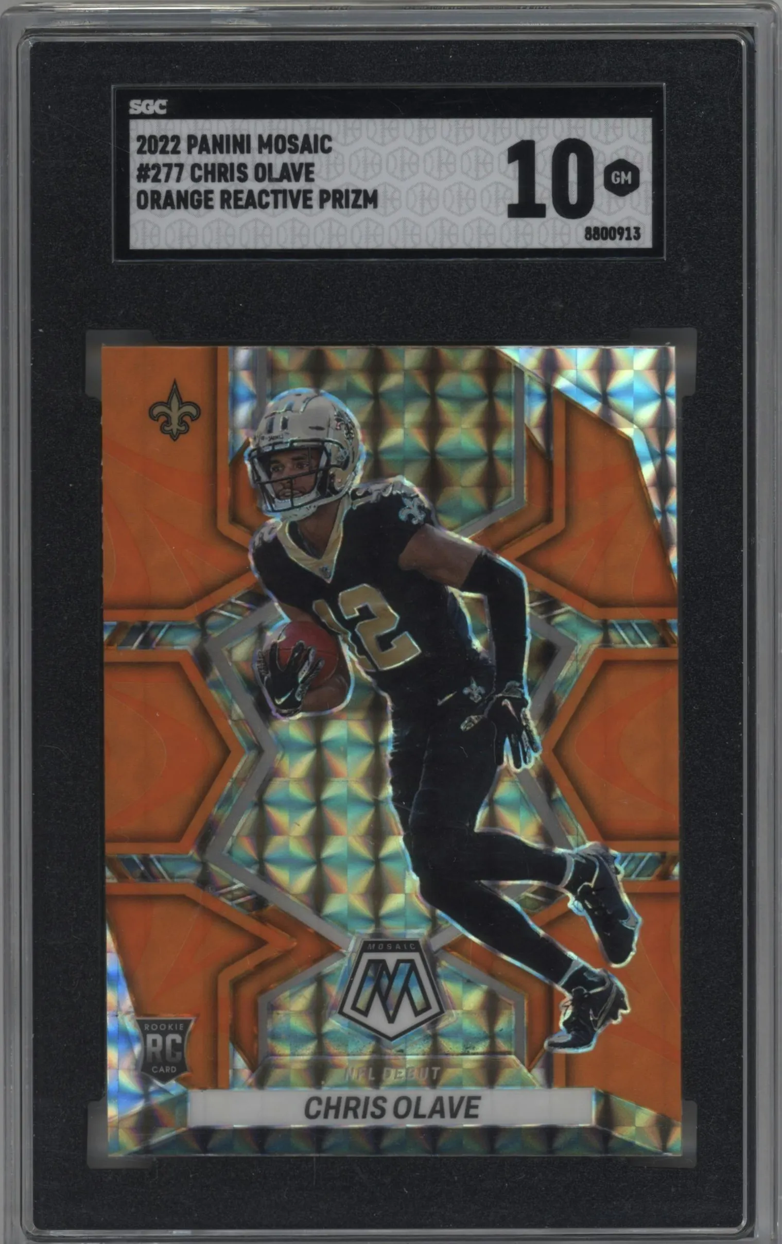 2022 Panini Mosaic Chris Olave Reactive Orange SGC 10