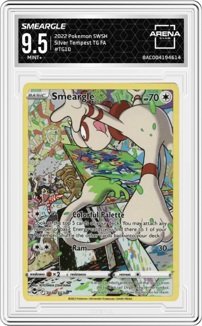 2022 Pokemon SWSH Silver Tempest TG Smeargle #TG10 ARENA CLUB 9.5