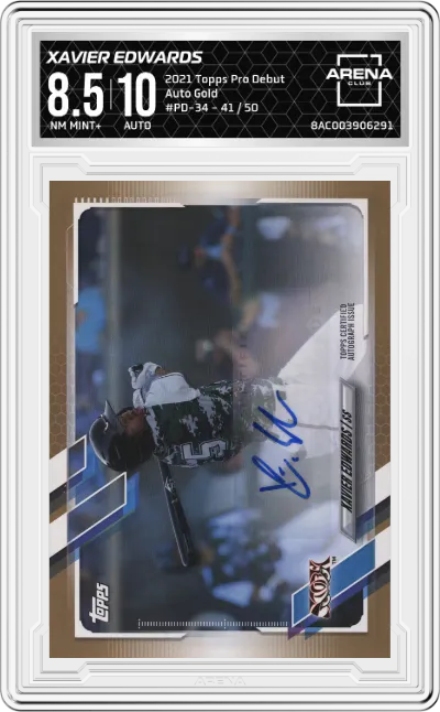 2021 Topps Pro Debut Auto Xavier Edwards Gold #PD-34 ARENA CLUB 8.5