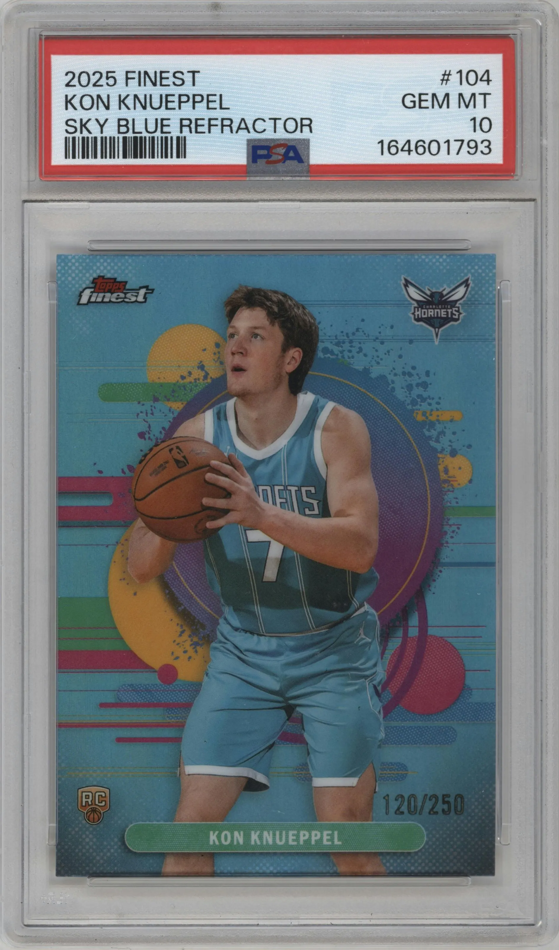 2025 Finest Kon Knueppel Sky Blue Refractor #104 PSA 10