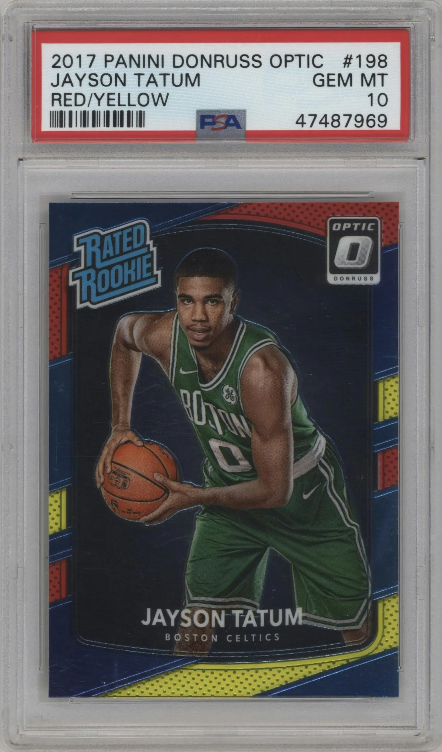 2017 Panini Donruss Optic Rated Rookie Jayson Tatum Red/Yellow PSA 10
