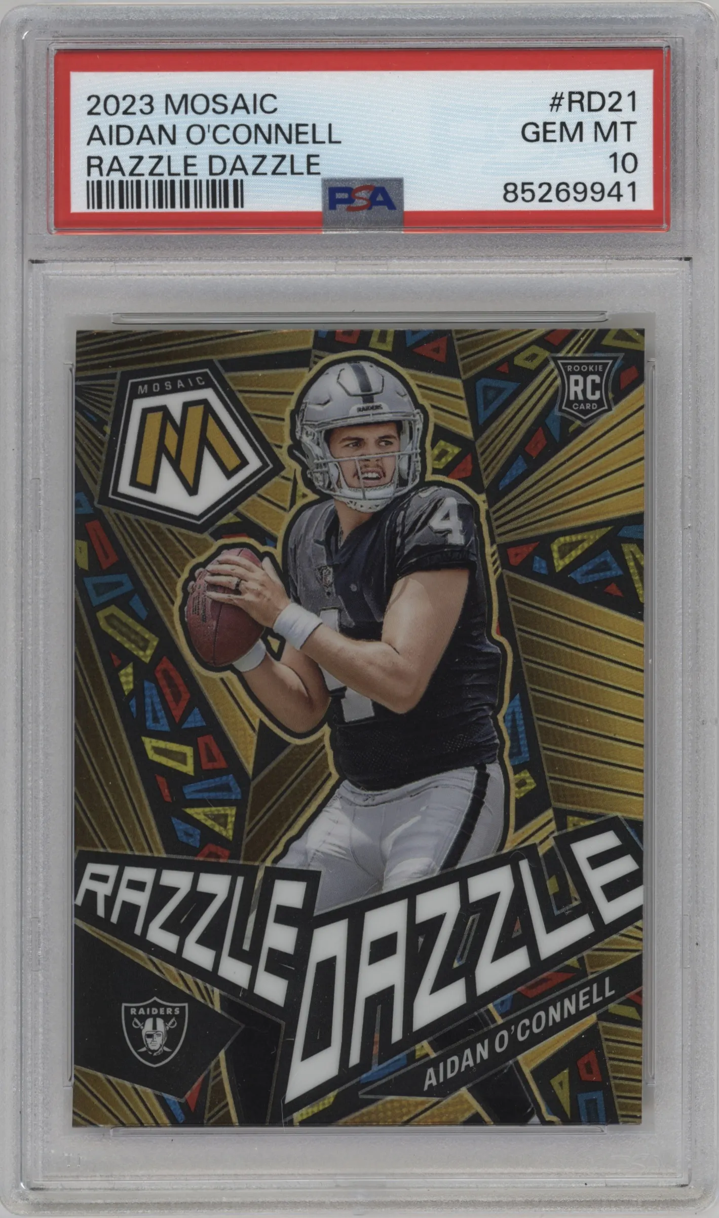 2023 Panini Mosaic Razzle Dazzle Aidan O'Connell #RD-21 PSA 10