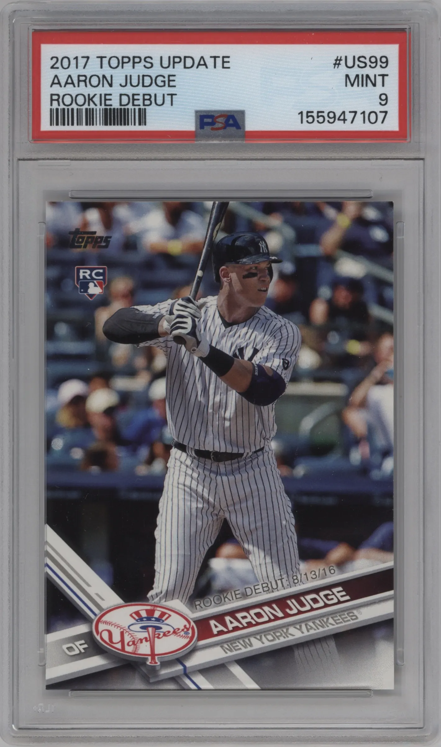 2017 Topps Update Aaron Judge PSA 9