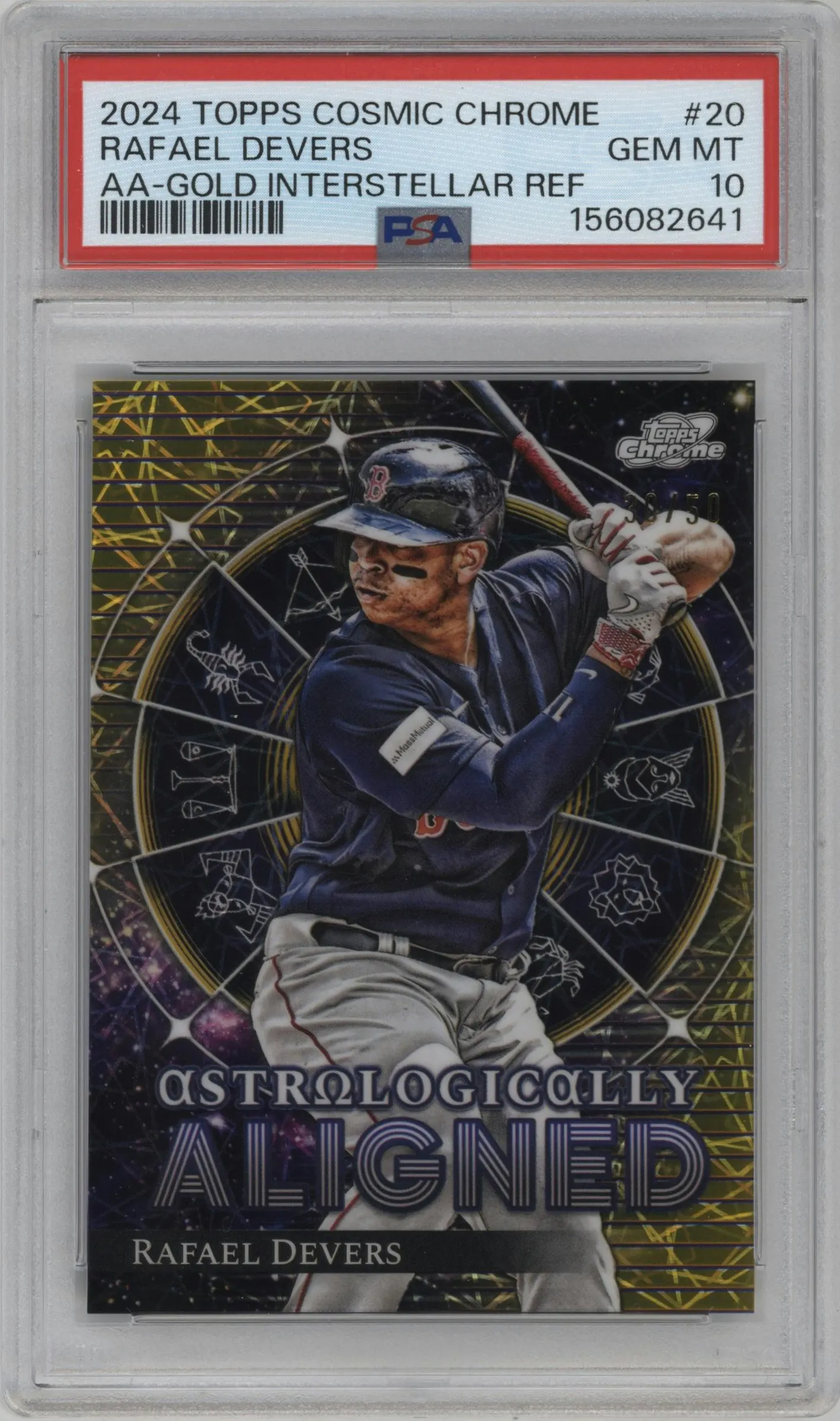 2024 Topps Cosmic Chrome Astrlgclly.Algnd. Rafael Devers Gold Interstellar Ref. #AA-20 PSA 10