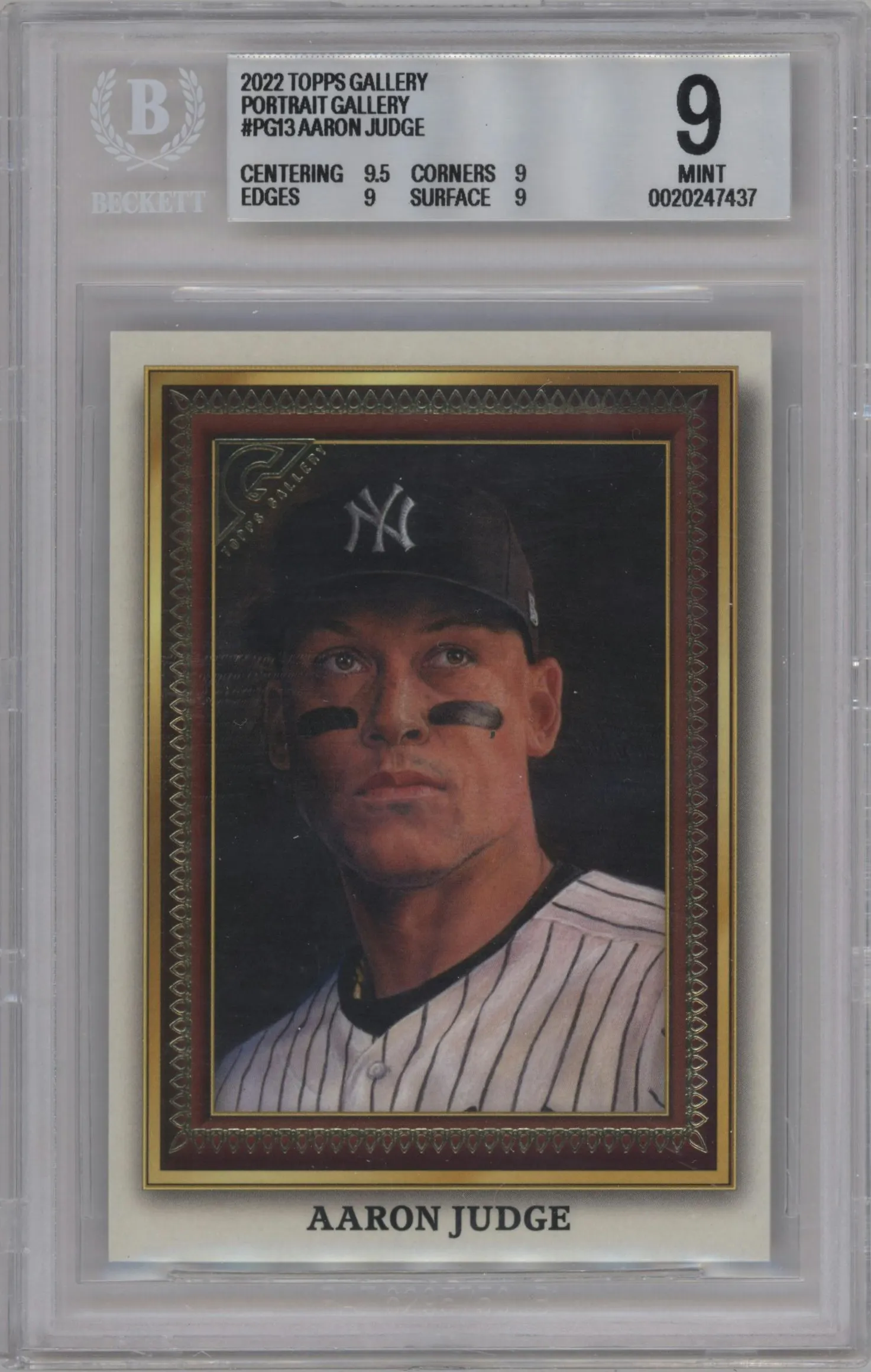2022 Topps Gallery Portrait Gallery Aaron Judge #PG-13 BGS 9