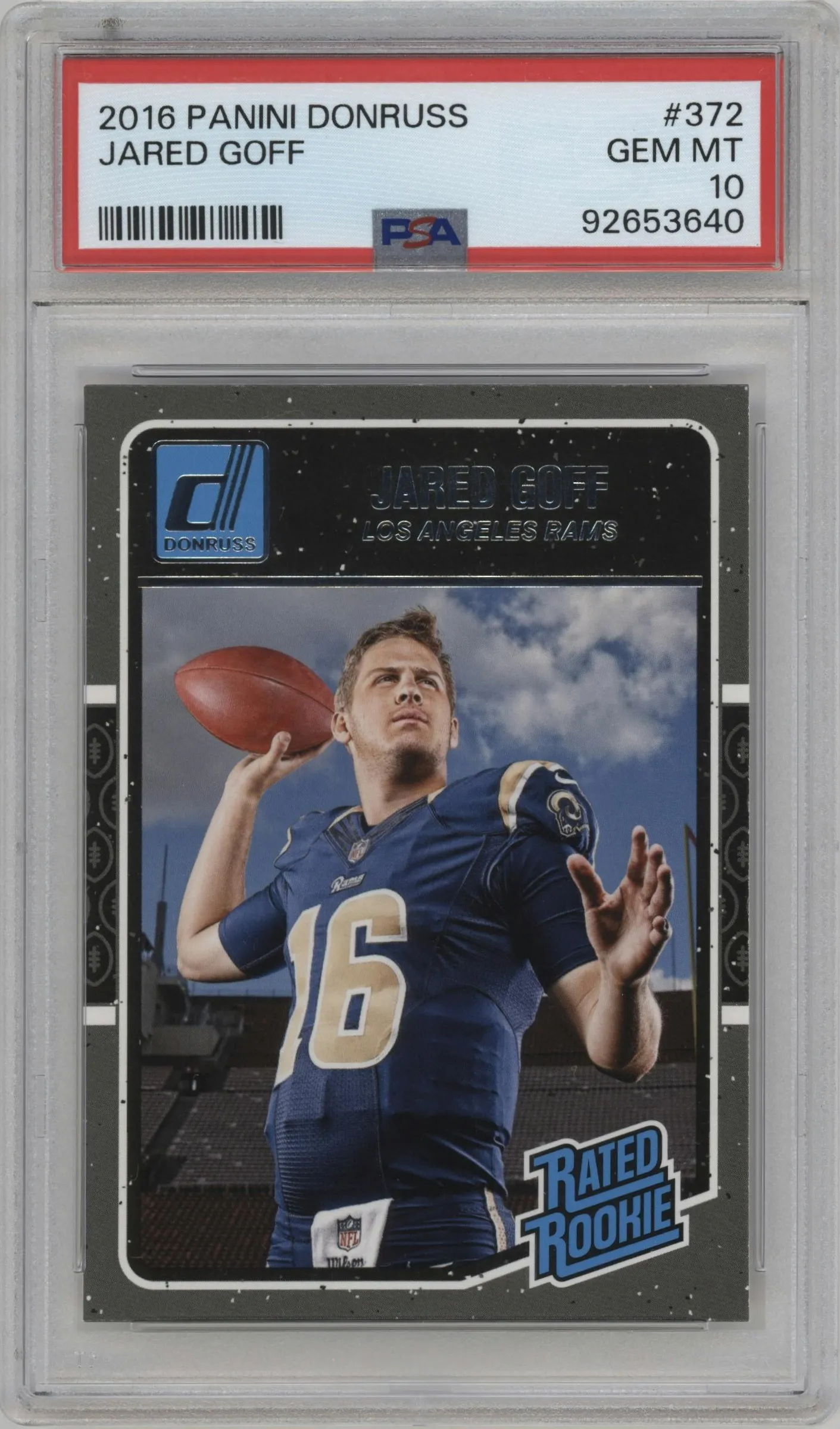 2016 Panini Donruss Rated Rookie Jared Goff PSA 10