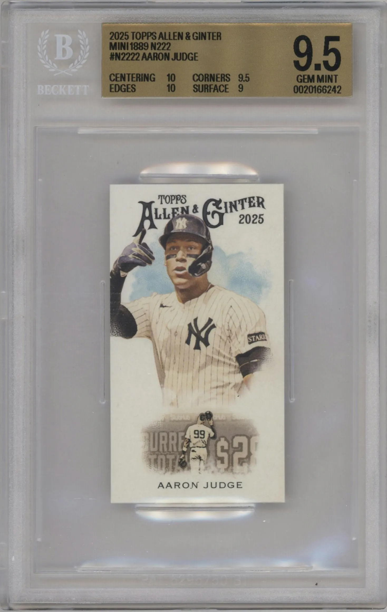 2025 Topps Allen & Ginter 1889 N222 Aaron Judge BGS 9.5