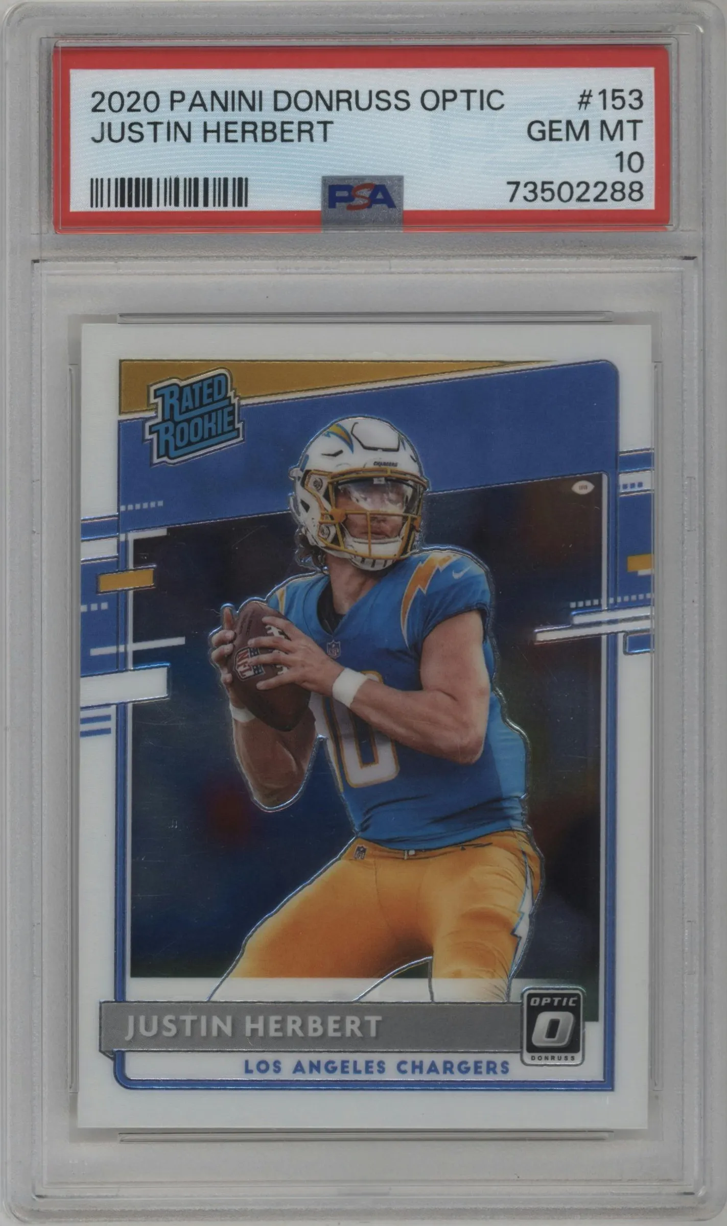 2020 Panini Donruss Optic Rated Rookie Justin Herbert PSA 10