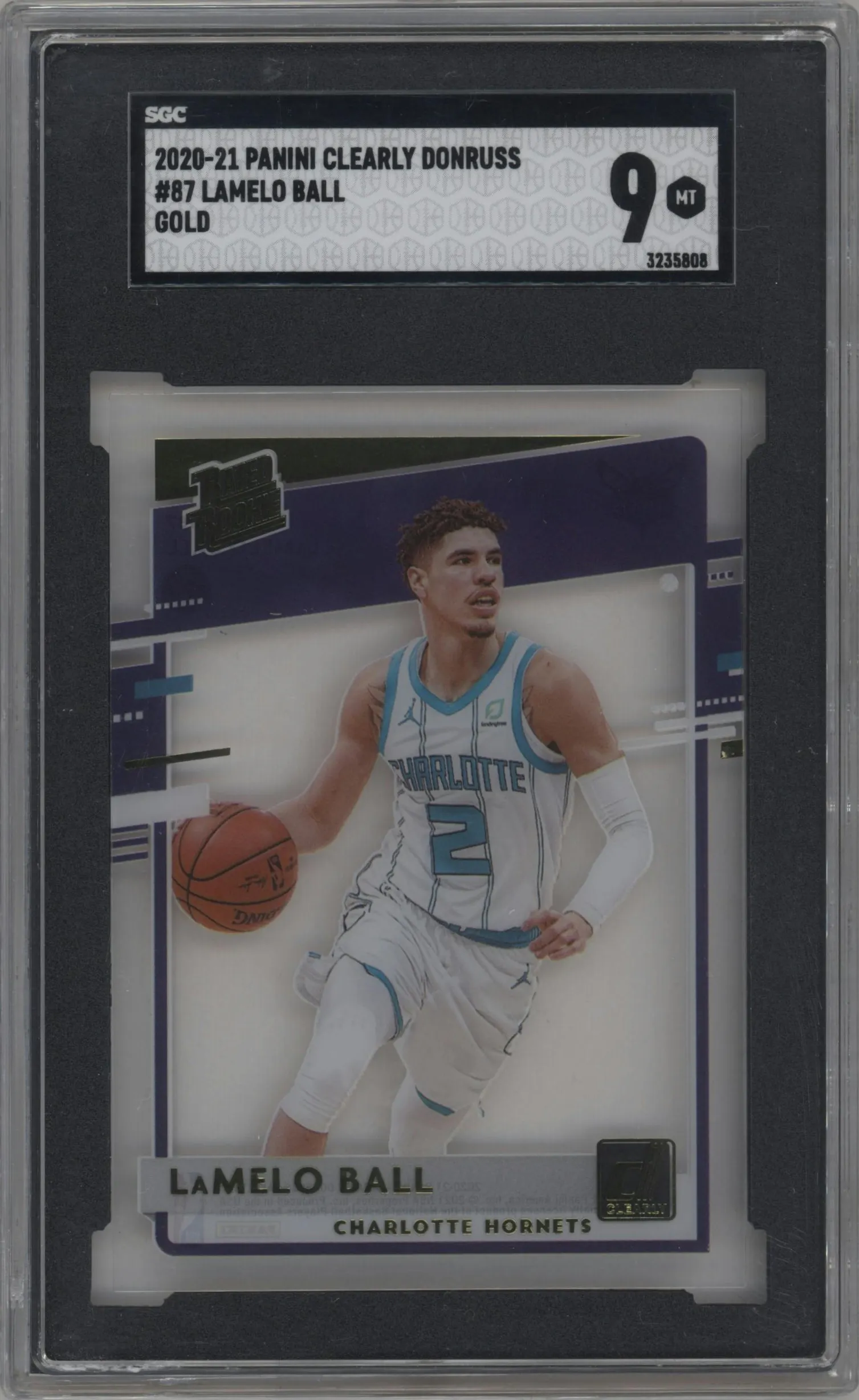 2020 Clearly Donruss Rated Rookie LaMelo Ball Gold #87 SGC 9
