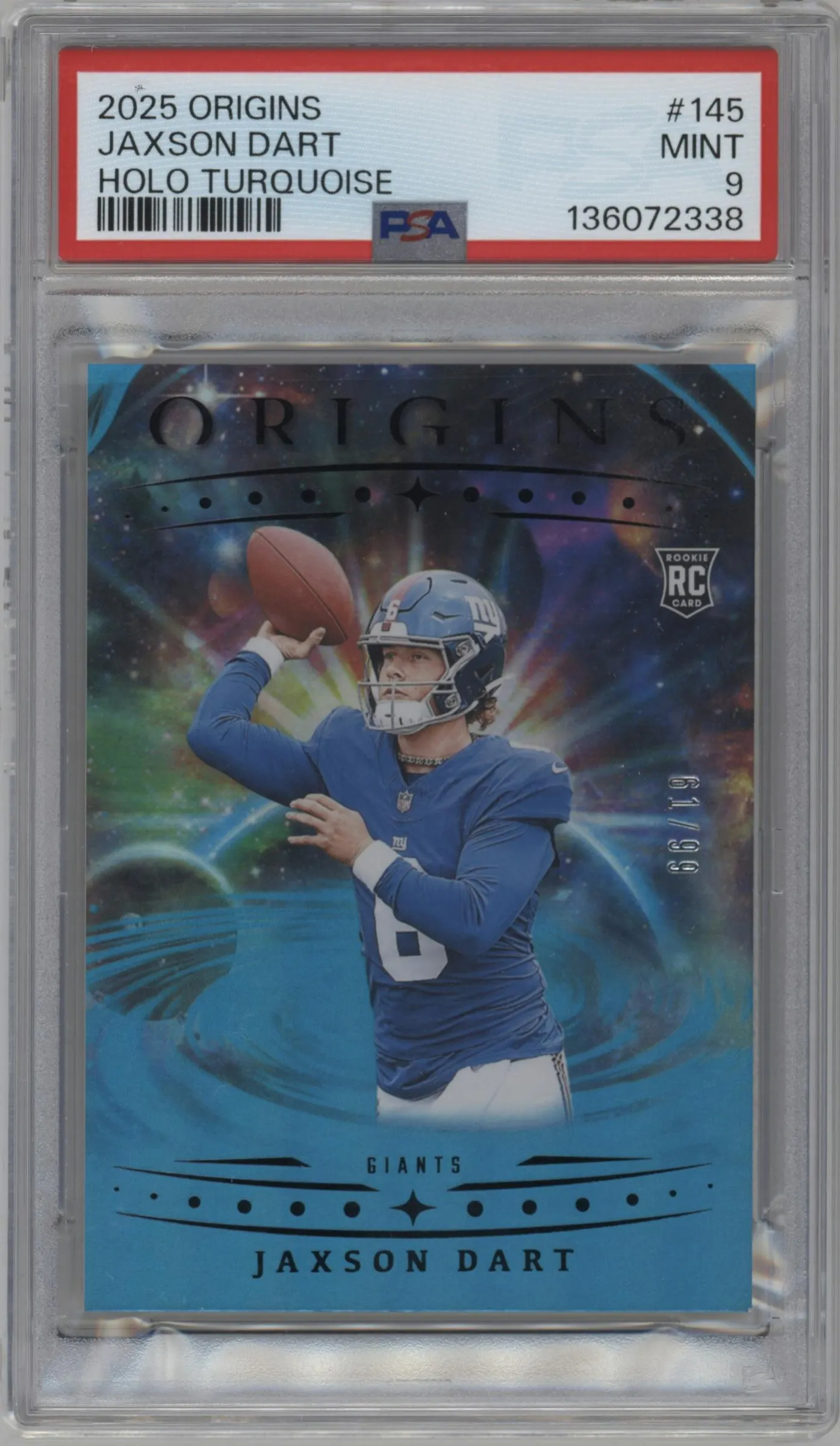 2025 Panini Origins Jaxson Dart Turquoise Holo #145 PSA 9