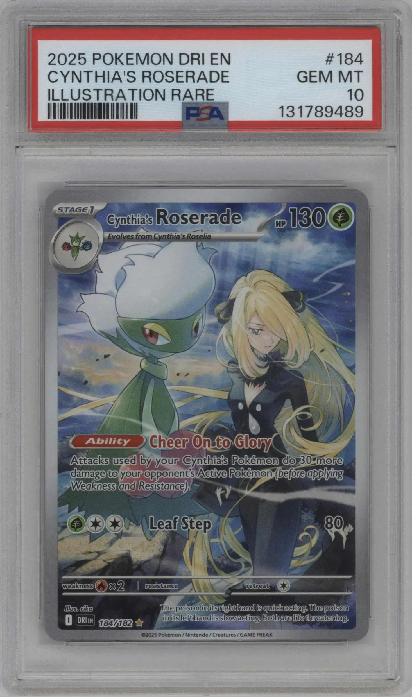 2025 Pokemon SV Destined Rivals Cynthia's Roserade #184 PSA 10