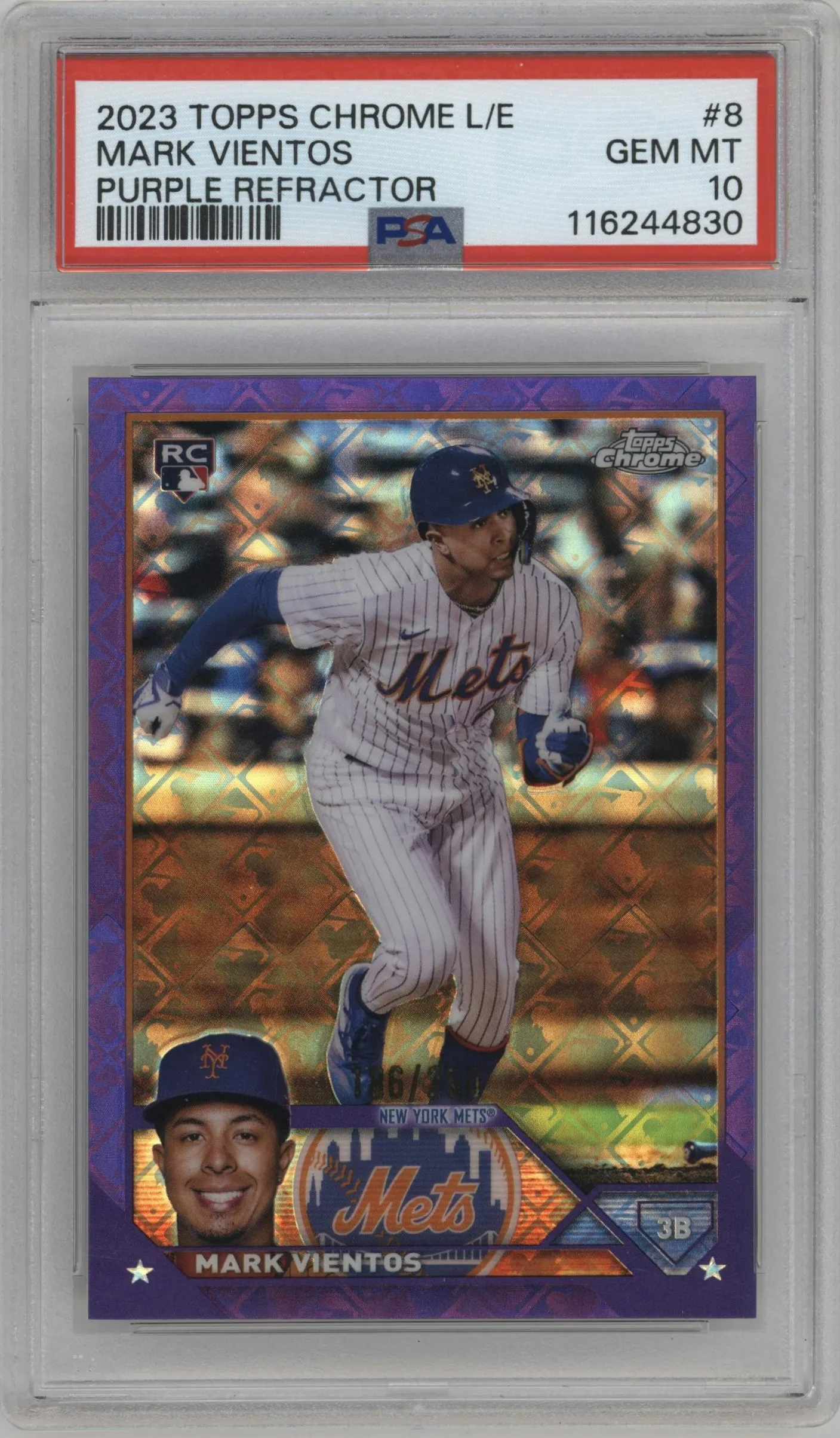 2023 Topps Chrome Logofractor Edition Mark Vientos Purple Refractor #8 PSA 10