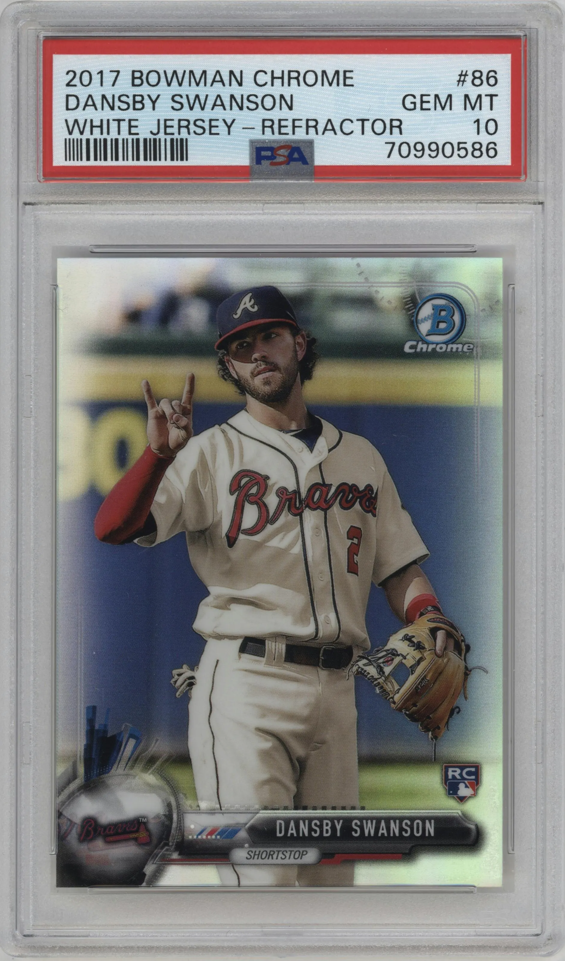 2017 Bowman Chrome Dansby Swanson Refractor #86 PSA 10