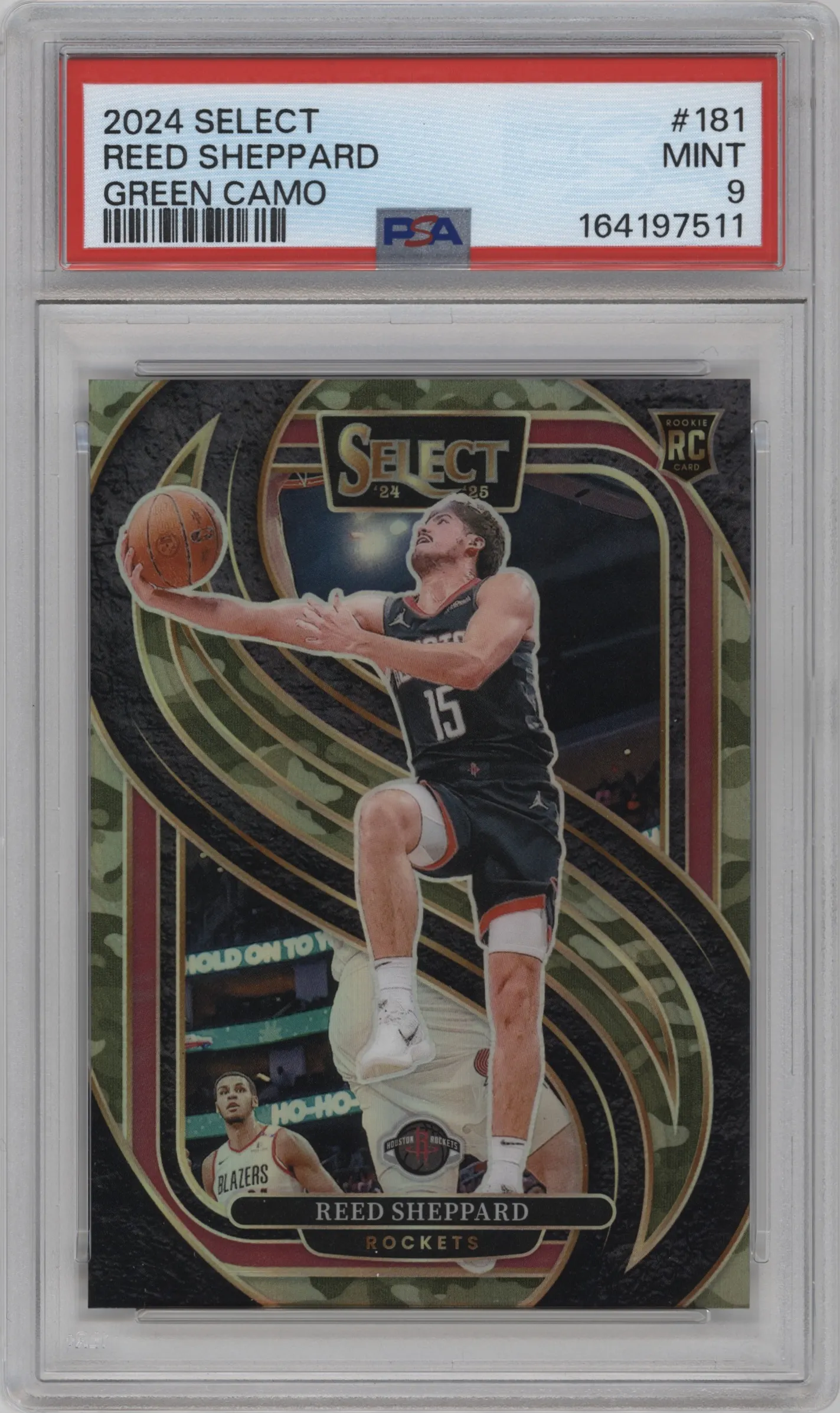 2024 Panini Select Pre.Lvl. Reed Sheppard Green Camo #181 PSA 9
