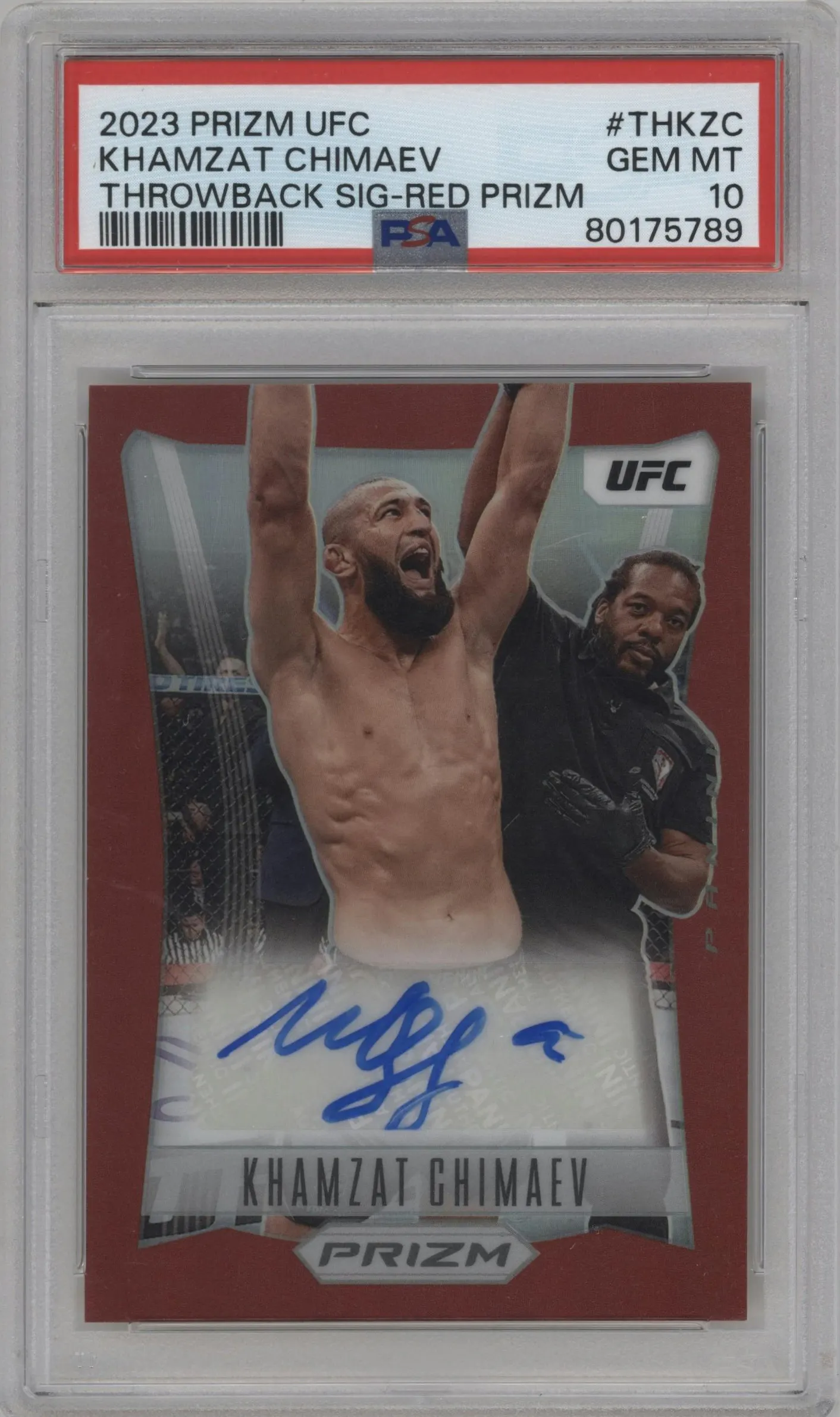 2023 Panini Prizm UFC Throwback Sig. Khamzat Chimaev Red #TH-KZC PSA 10
