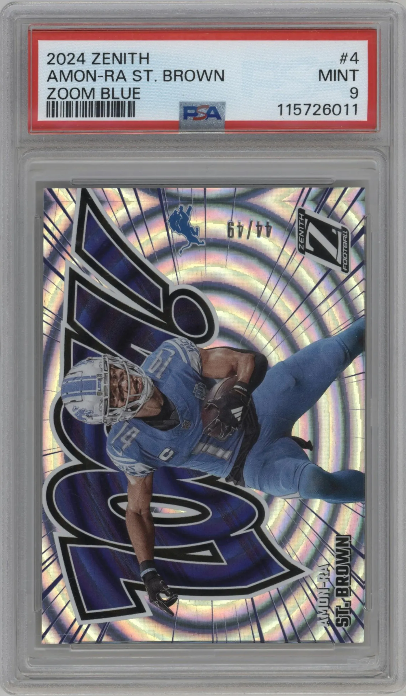 2024 Panini Zenith Zoom Blue Amon-Ra St. Brown #4 PSA 9